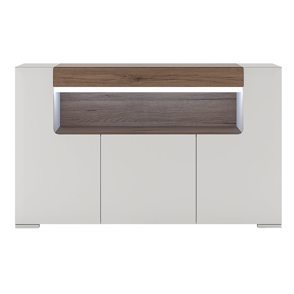 Toronto 3 Door Sideboard with open shelving (inc. Plexi Lighting) – FTG, view 2