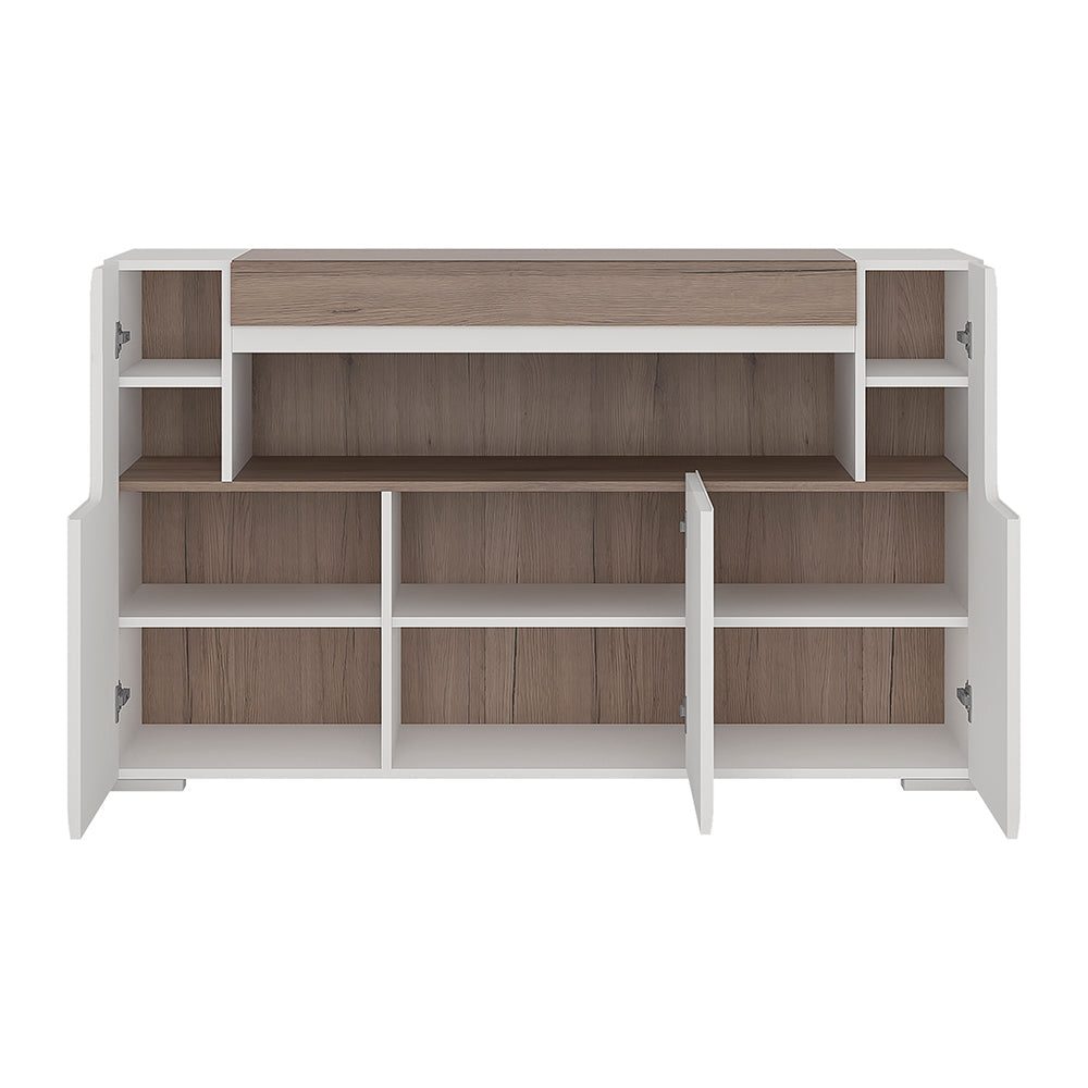 Toronto 3 Door Sideboard with open shelving (inc. Plexi Lighting) – FTG, view 3