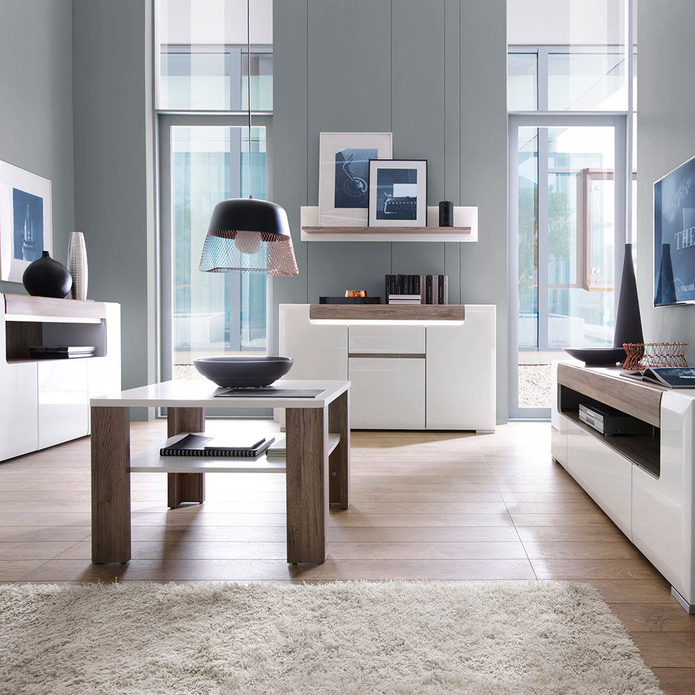 Toronto 3 Door Sideboard with open shelving (inc. Plexi Lighting) – FTG, view 5