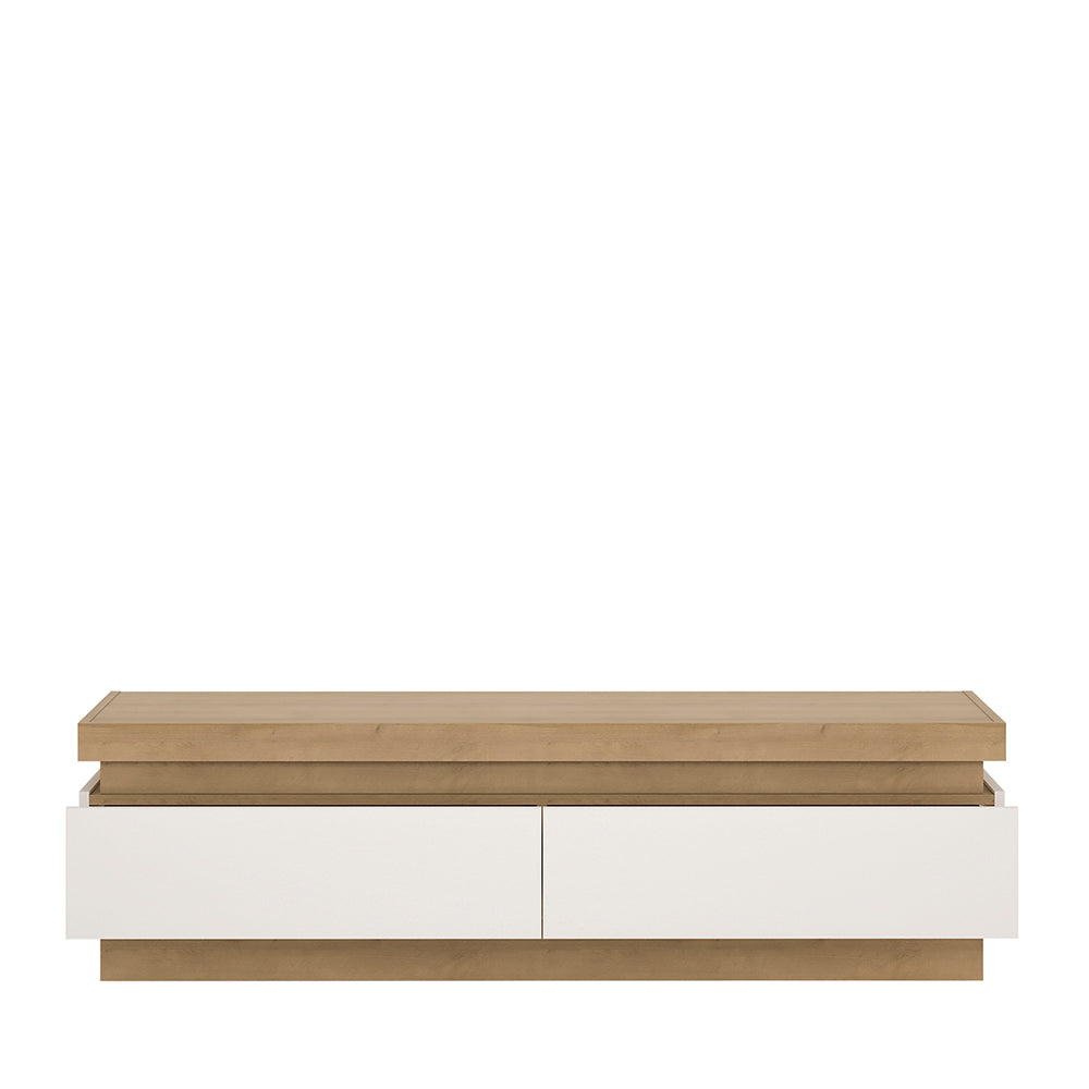 Lyon 2 Drawer TV Cabinet in Riviera Oak/White High Gloss – FTG, view 2