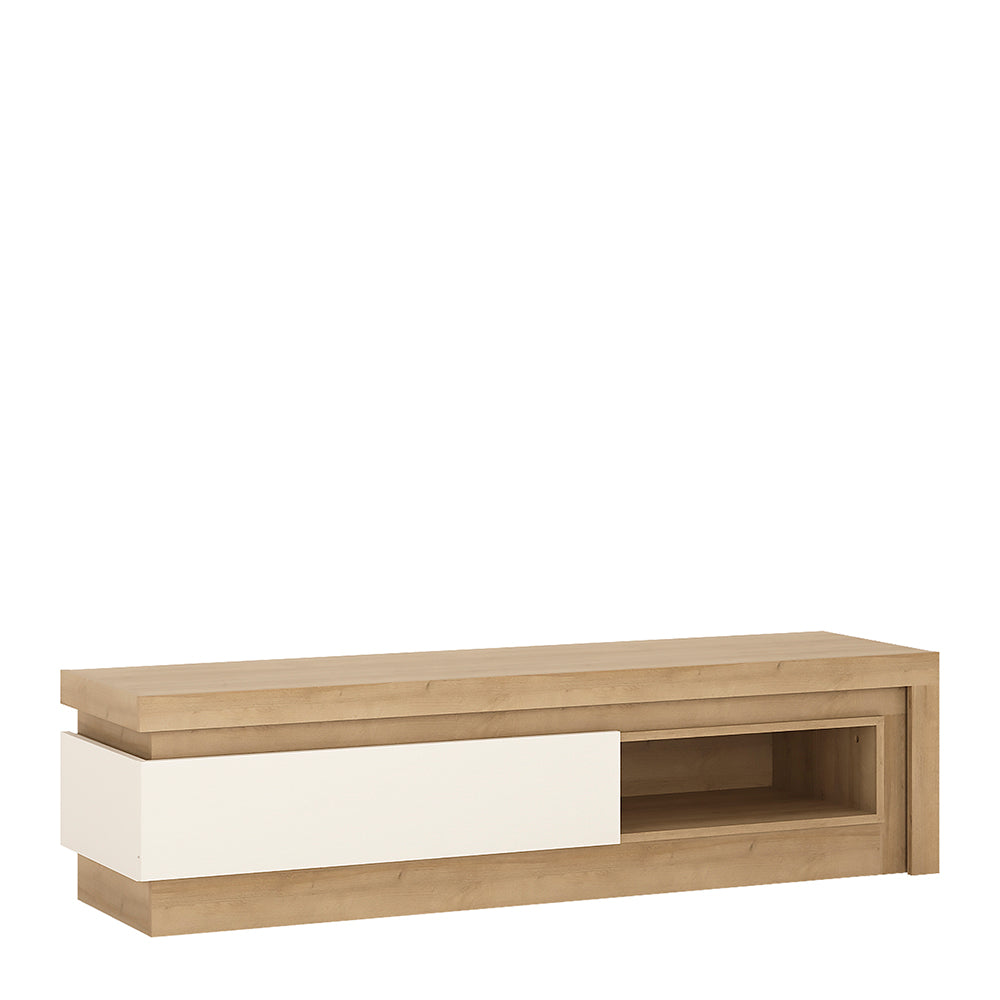 Lyon 1 Drawer TV Cabinet with Open Shelf in Riviera Oak/White High Gloss – FTG