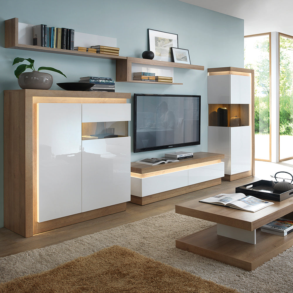 Lyon 120cm Wall Shelf in Riviera Oak/White – FTG, view 4