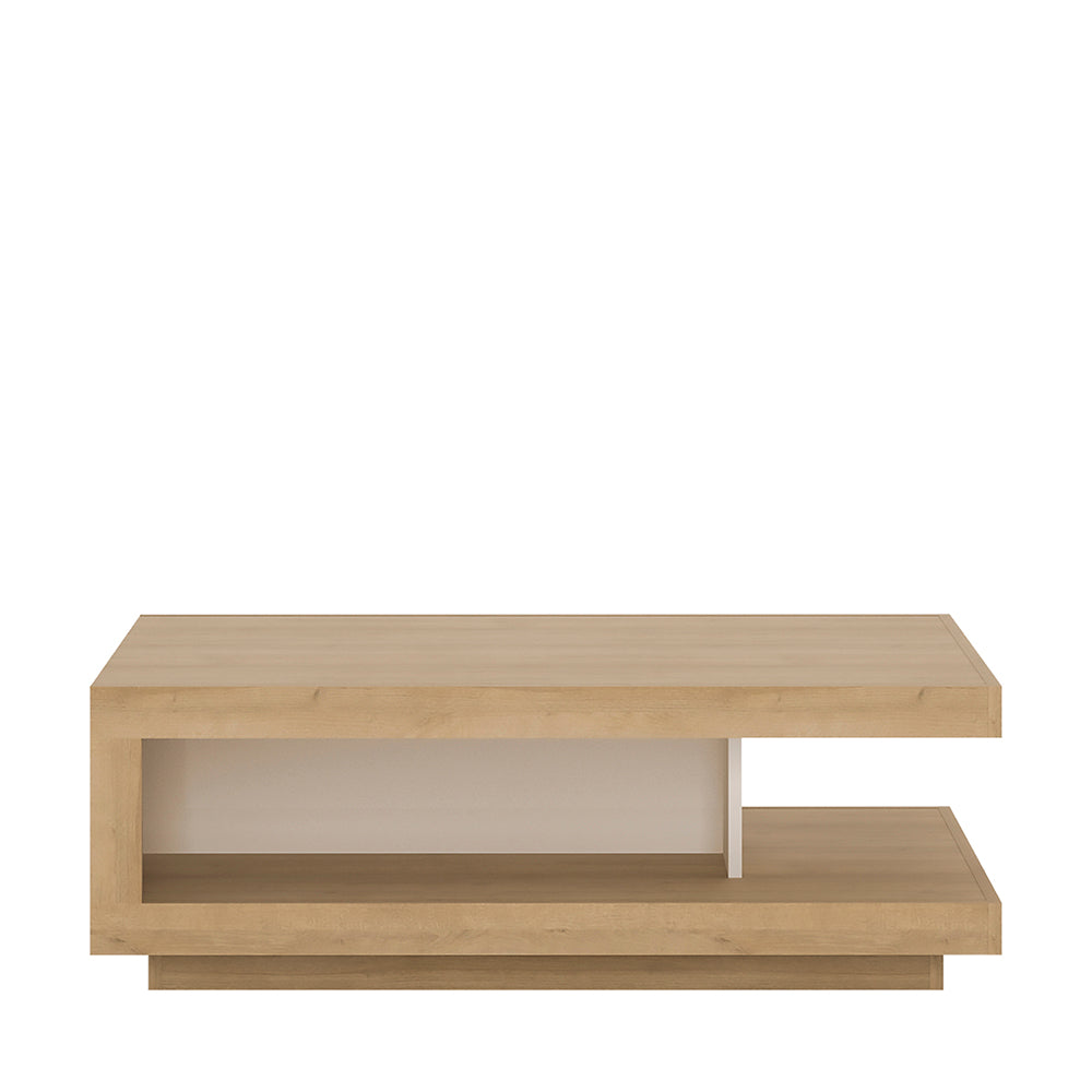 Lyon Designer Coffee Table in Riviera Oak/White High Gloss – FTG, view 2