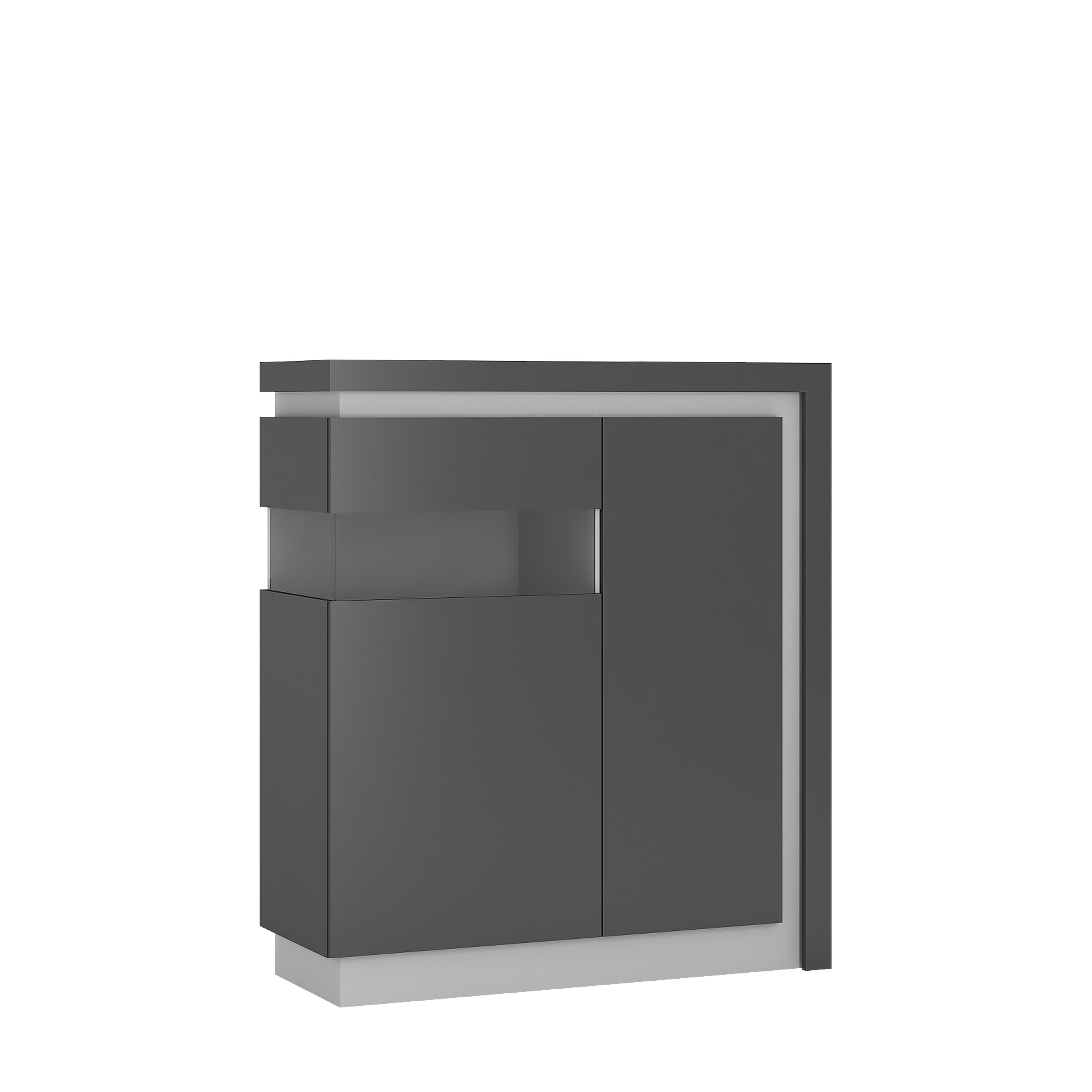 Lyon 2 Door Designer Cabinet (LH) in Platinum/Light Grey Gloss – FTG