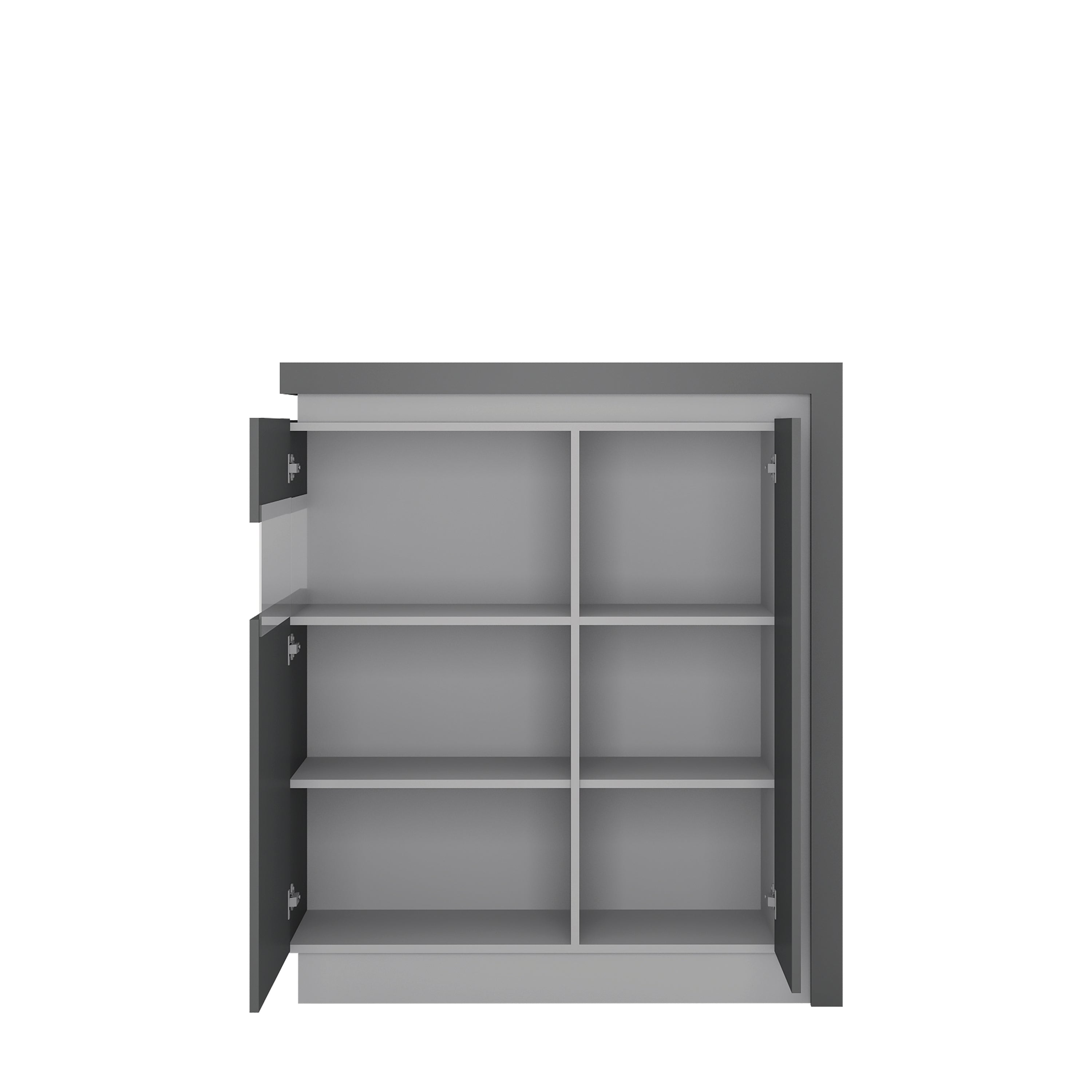 Lyon 2 Door Designer Cabinet (LH) in Platinum/Light Grey Gloss – FTG, view 2