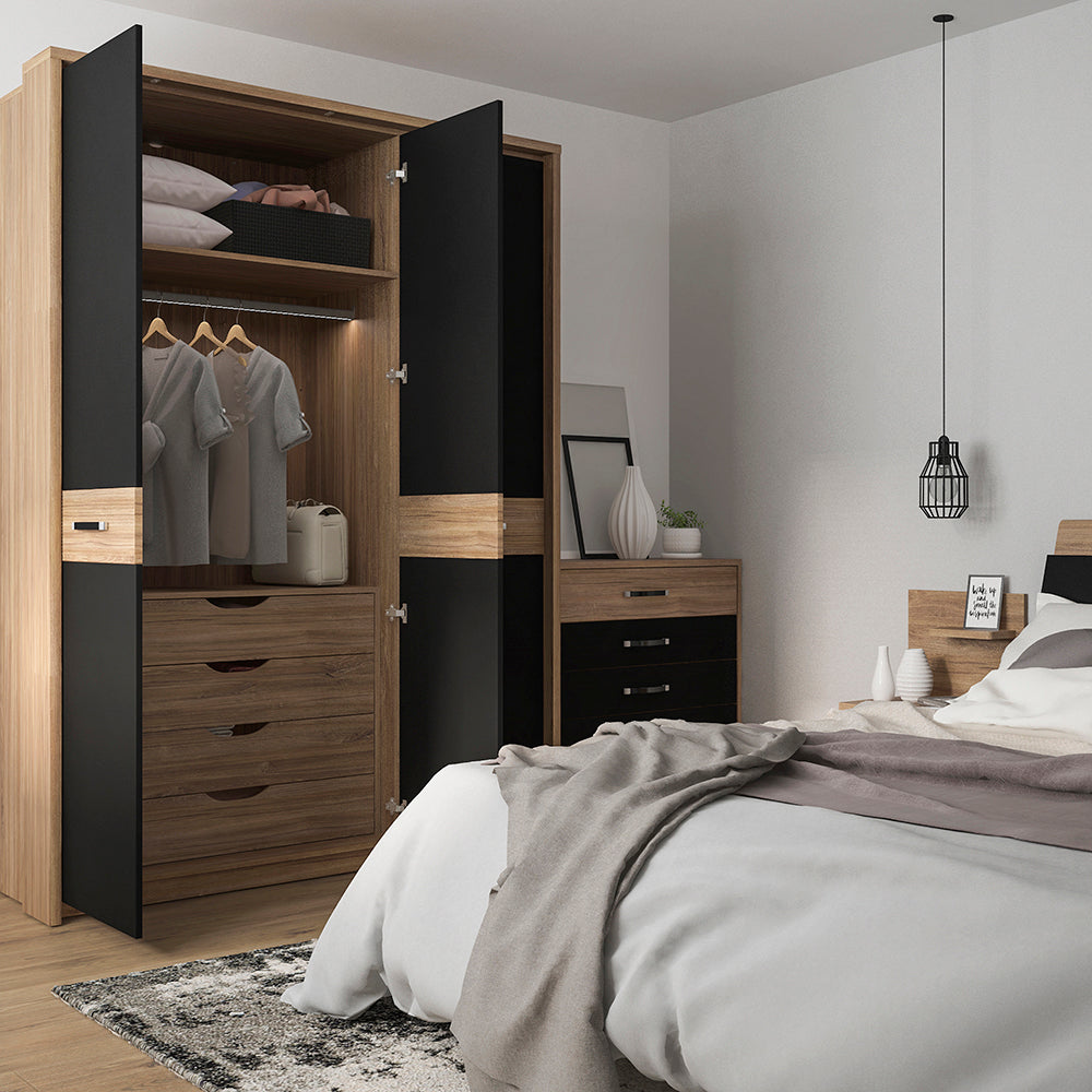 Monaco 1 Drawer Bedside with Open Shelf – FTG, view 4
