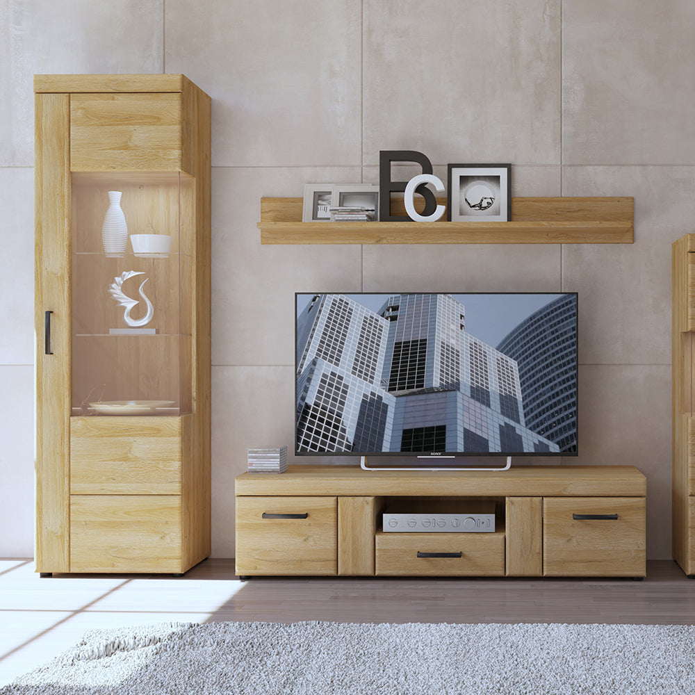 Cortina Tall Glazed Display Cabinet (RH) in Grandson Oak – FTG, view 4