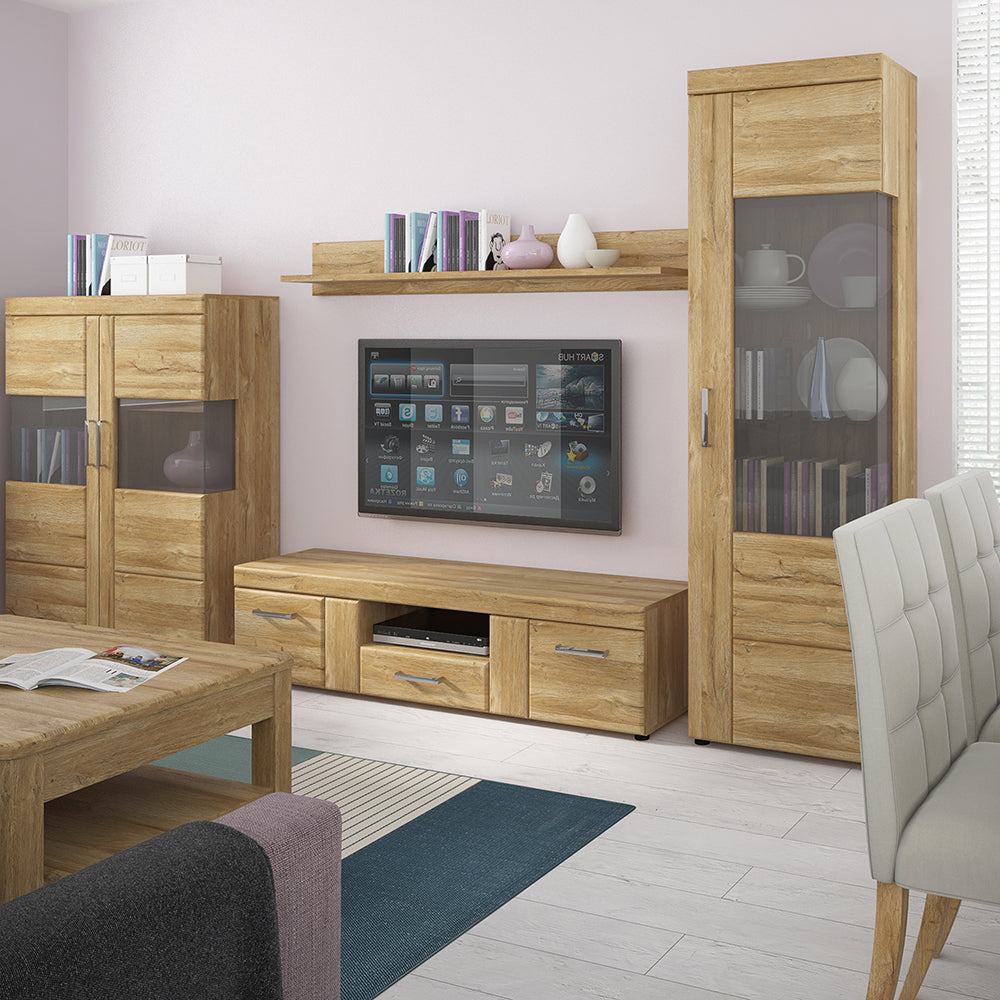 Cortina Tall Glazed Display Cabinet (RH) in Grandson Oak – FTG, view 6