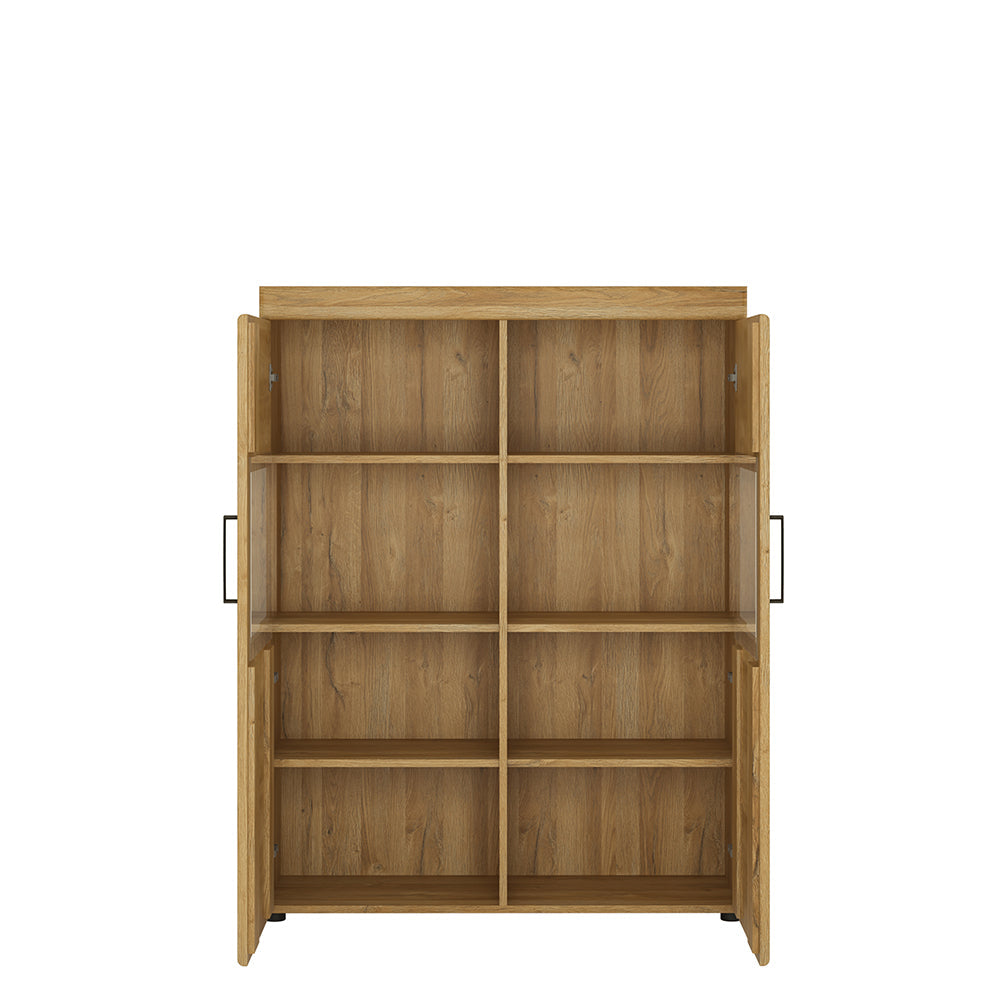 Cortina Low Wide 2 Door Display Cabinet in Grandson Oak – FTG, view 2