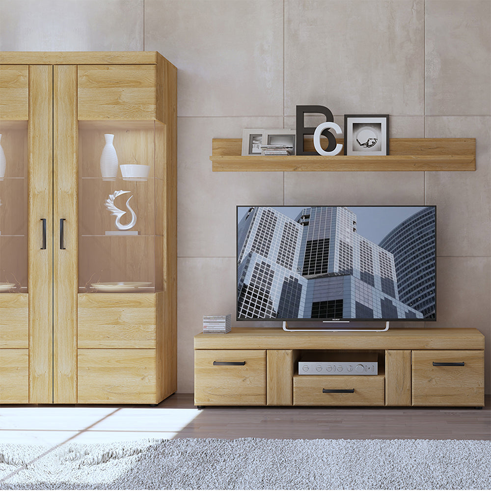 Cortina Tall Wide 2 Door glazed Display Cabinet in Grandson Oak – FTG, view 4