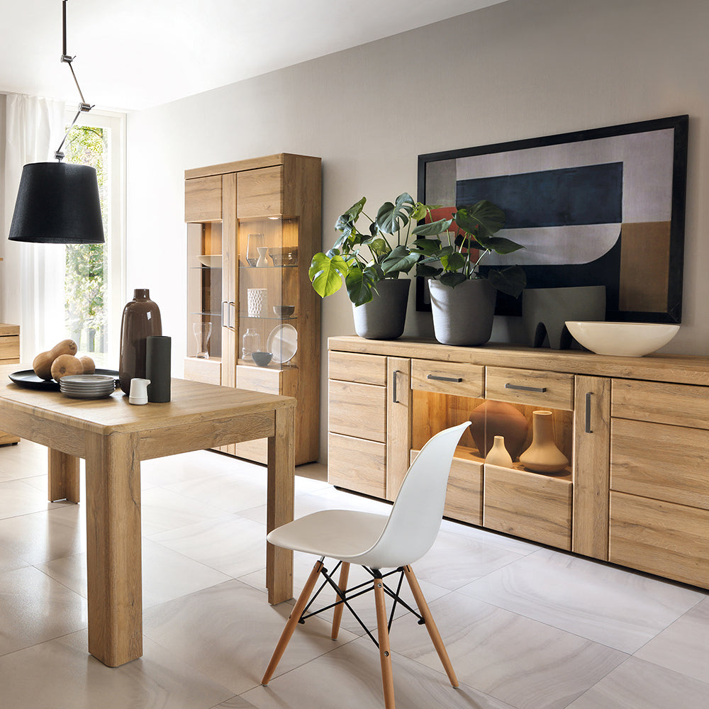 Cortina 4 Door Wide Glazed Sideboard in Grandson Oak – FTG, view 4
