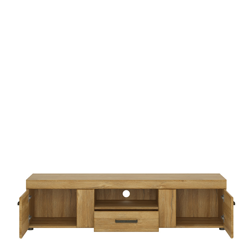 Cortina 2 Door 1 Drawer Wide TV Cabinet in Grandson Oak – FTG, view 2