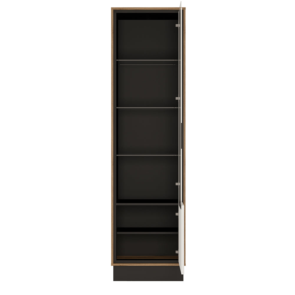 Brolo Tall Glazed Display Cabinet (RH) With the Walnut and Dark Panel Finish – FTG, view 2