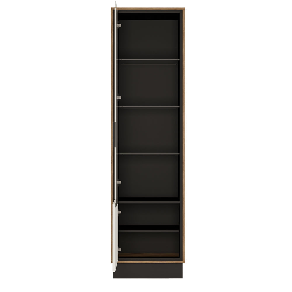 Brolo Tall Glazed Display Cabinet (LH) With the Walnut and Dark Panel Finish – FTG, view 2