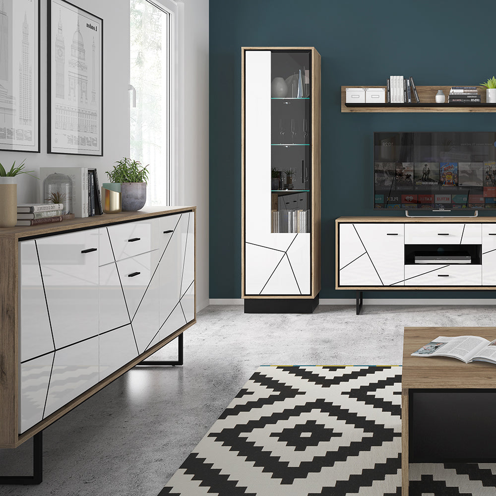 Brolo Tall Glazed Display Cabinet (LH) With the Walnut and Dark Panel Finish – FTG, view 3