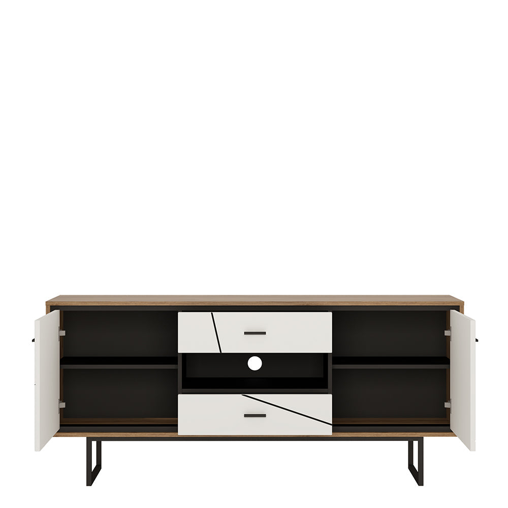 Brolo 2 Door 2 Drawer TV Unit With the Walnut and Dark Panel Finish – FTG, view 2