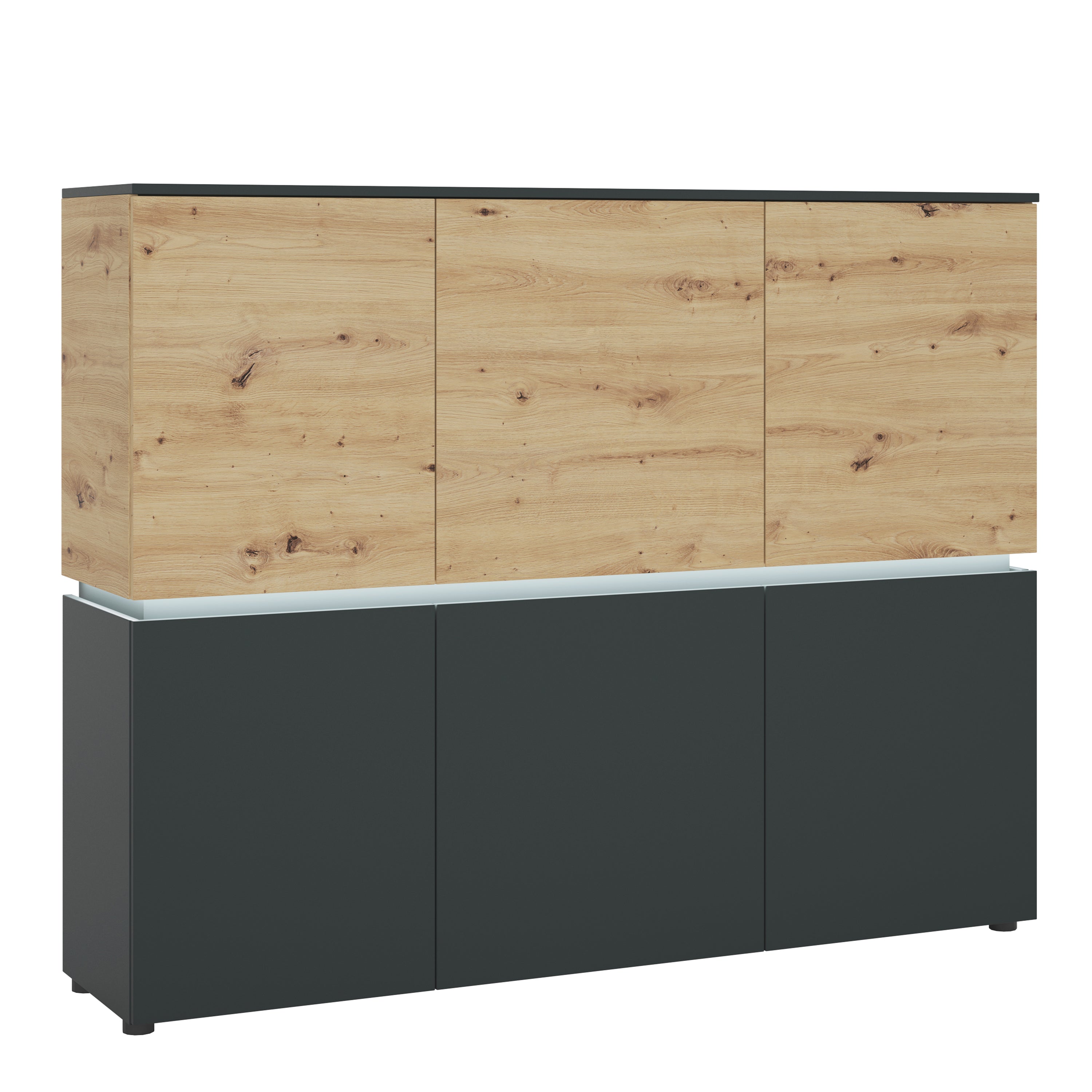 Luci 6 Door Cabinet (including LED lighting) in Platinum and Oak – FTG