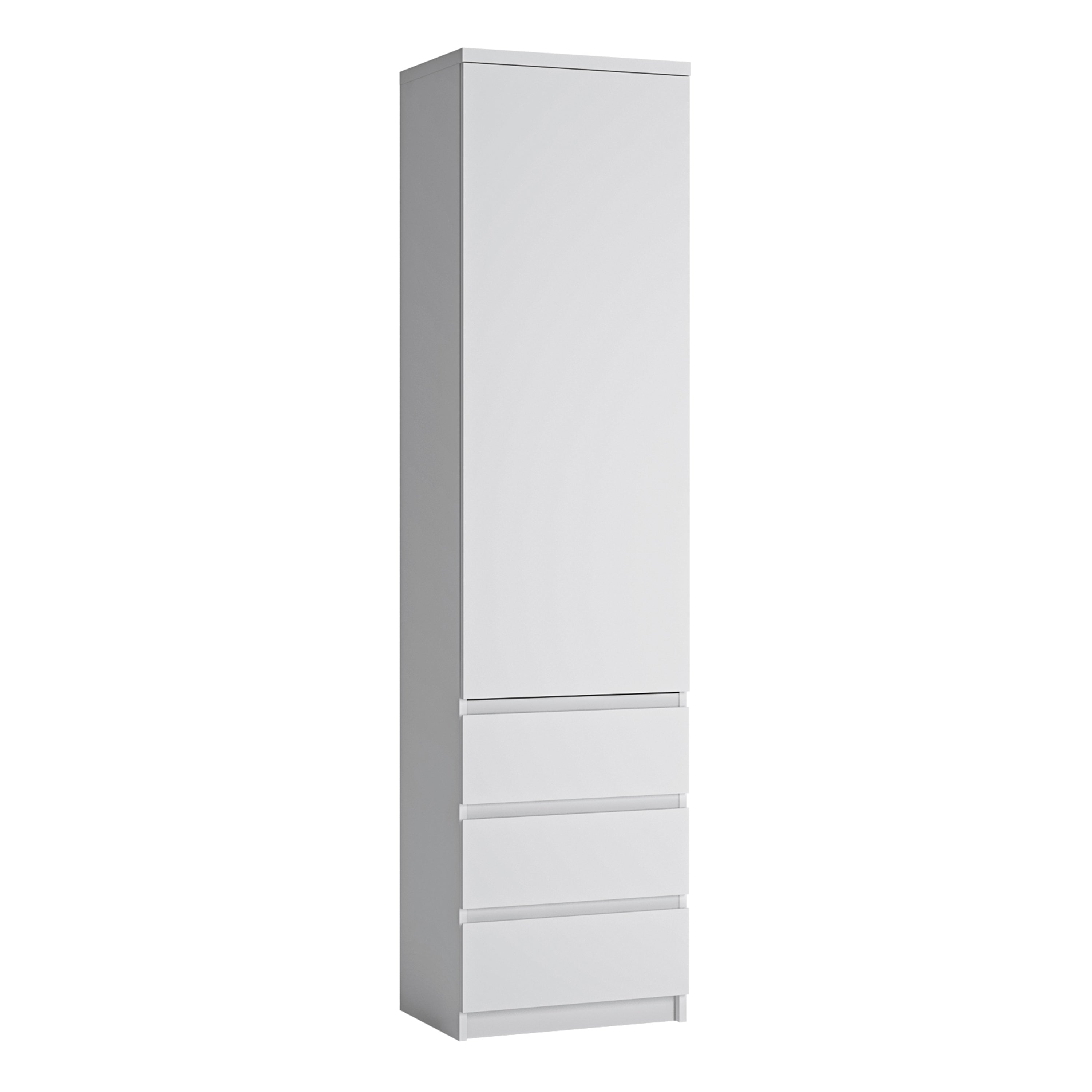 Fribo Tall Narrow 1 Door 3 Drawer Cupboard in White – FTG