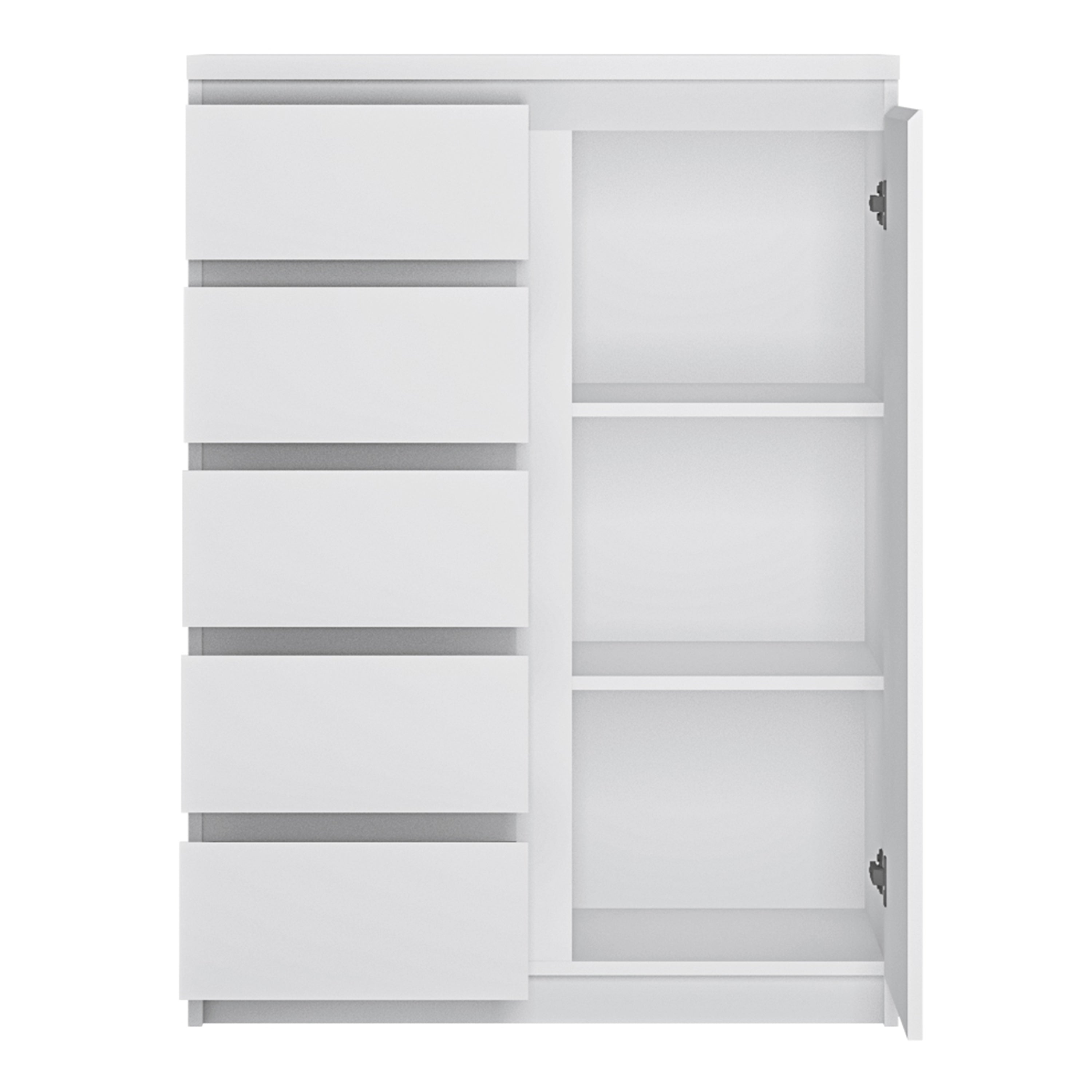 Fribo 1 Door 5 Drawer Cabinet in White – FTG, view 2