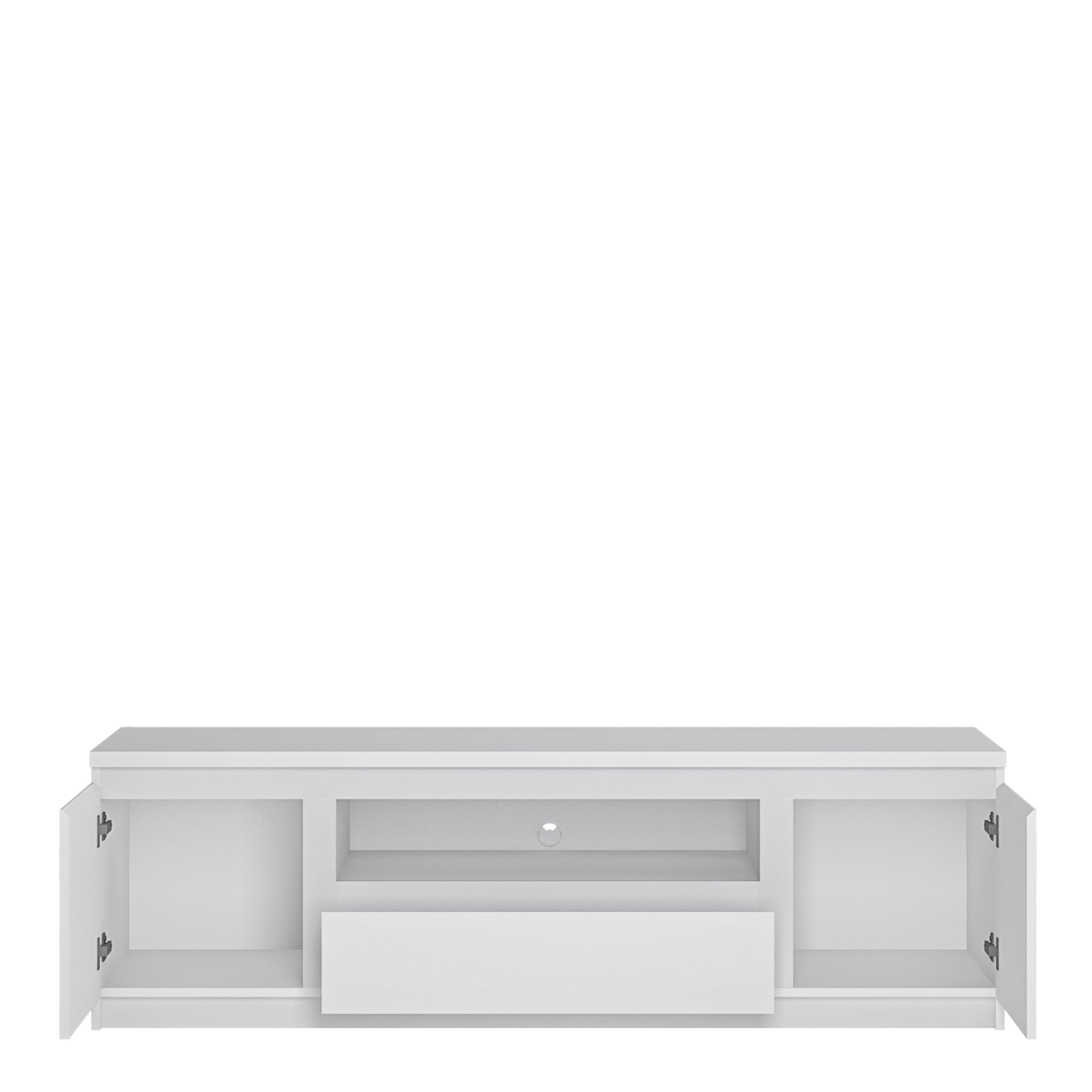 Fribo 2 Door 1 Drawer 166cm Wide TV Cabinet in White – FTG, view 2