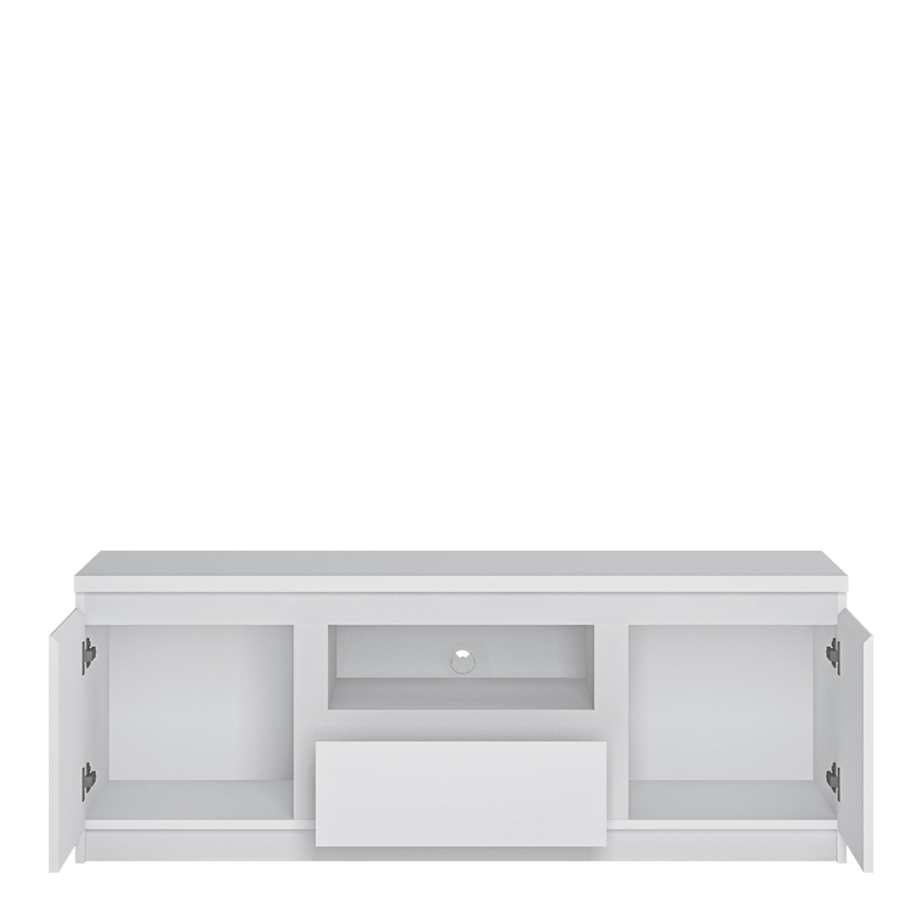 Fribo 2 Door 1 Drawer 136cm Wide TV Cabinet in White – FTG, view 2