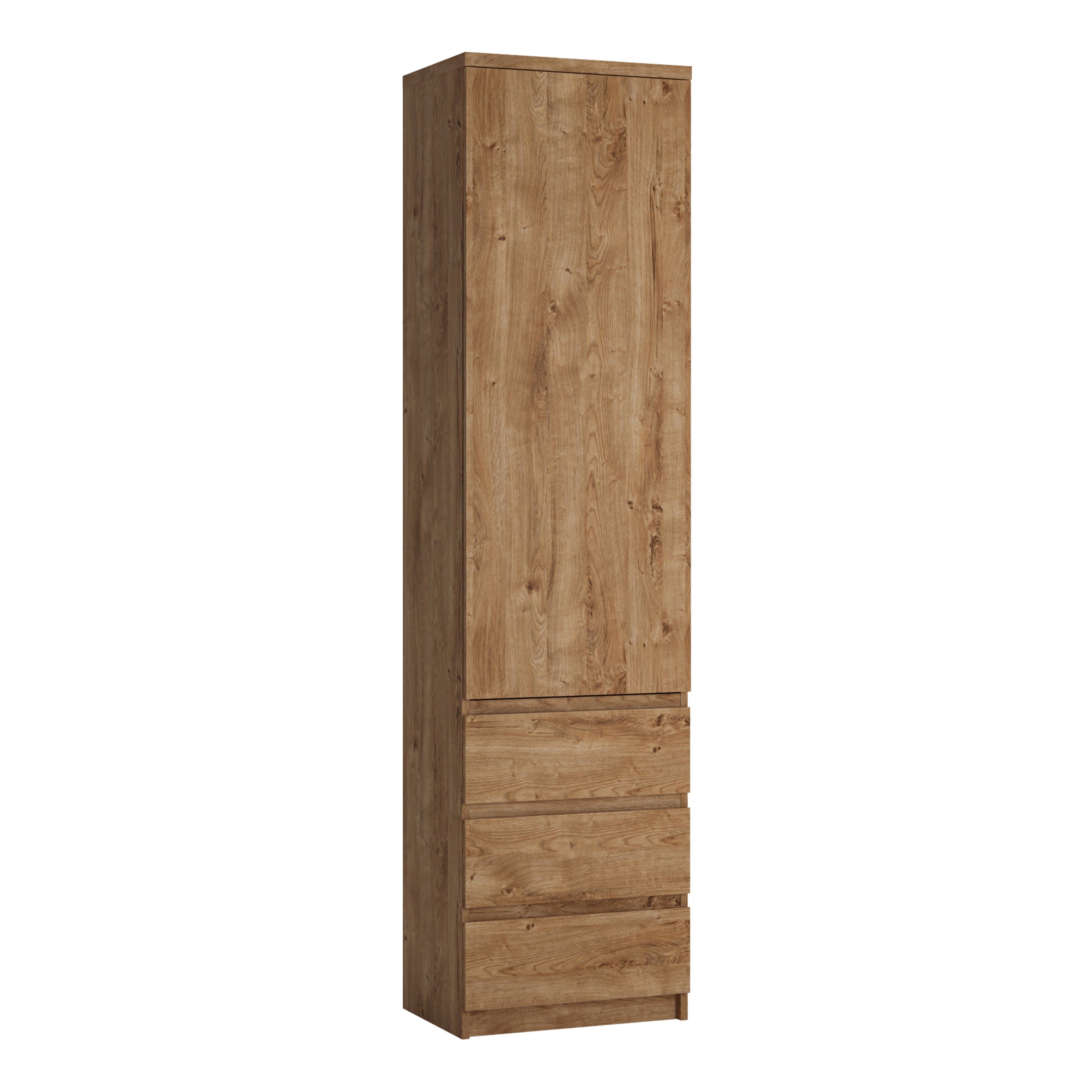 Fribo Tall Narrow 1 Door 3 Drawer Cupboard in Oak – FTG