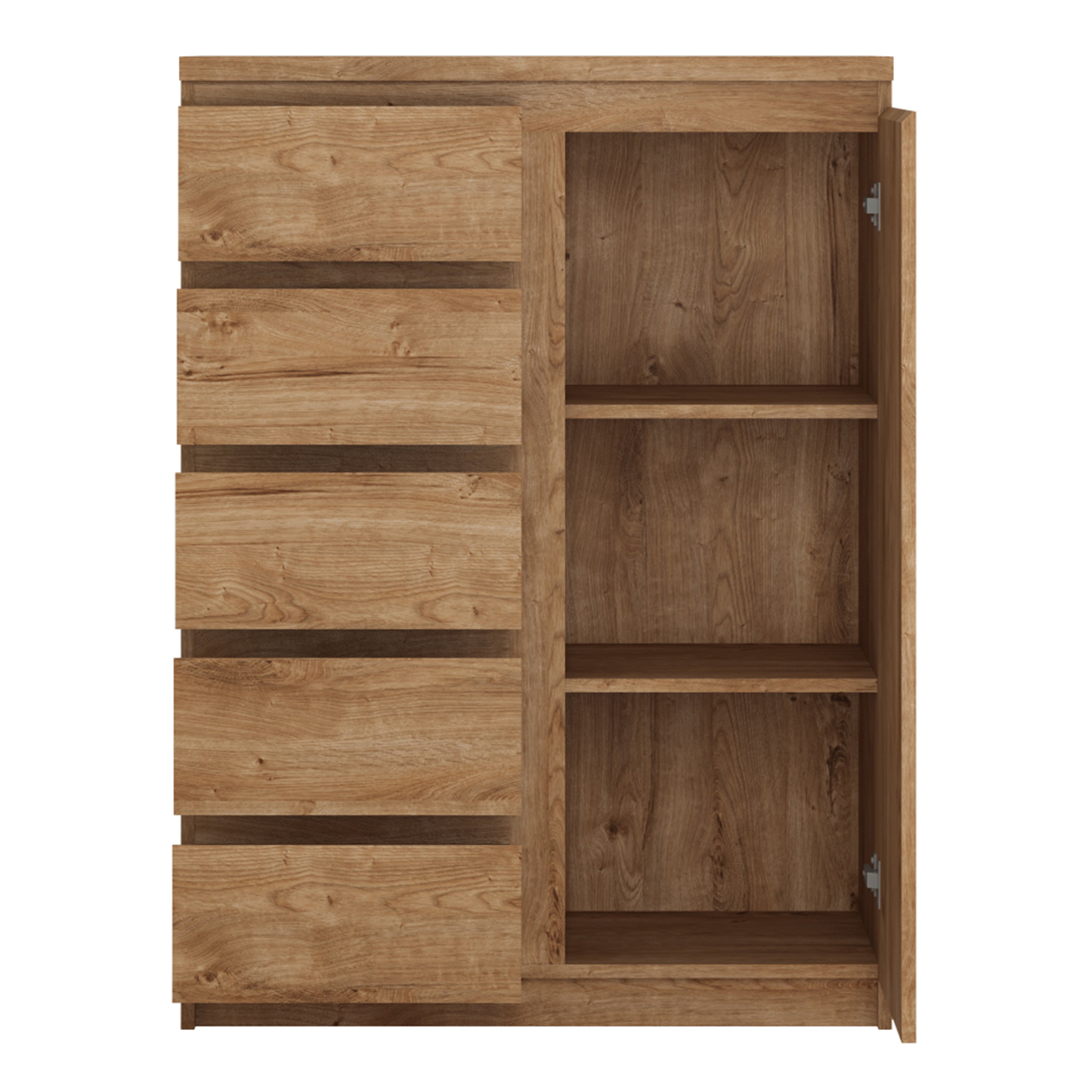 Fribo 1 Door 5 Drawer Cabinet in Oak – FTG, view 2
