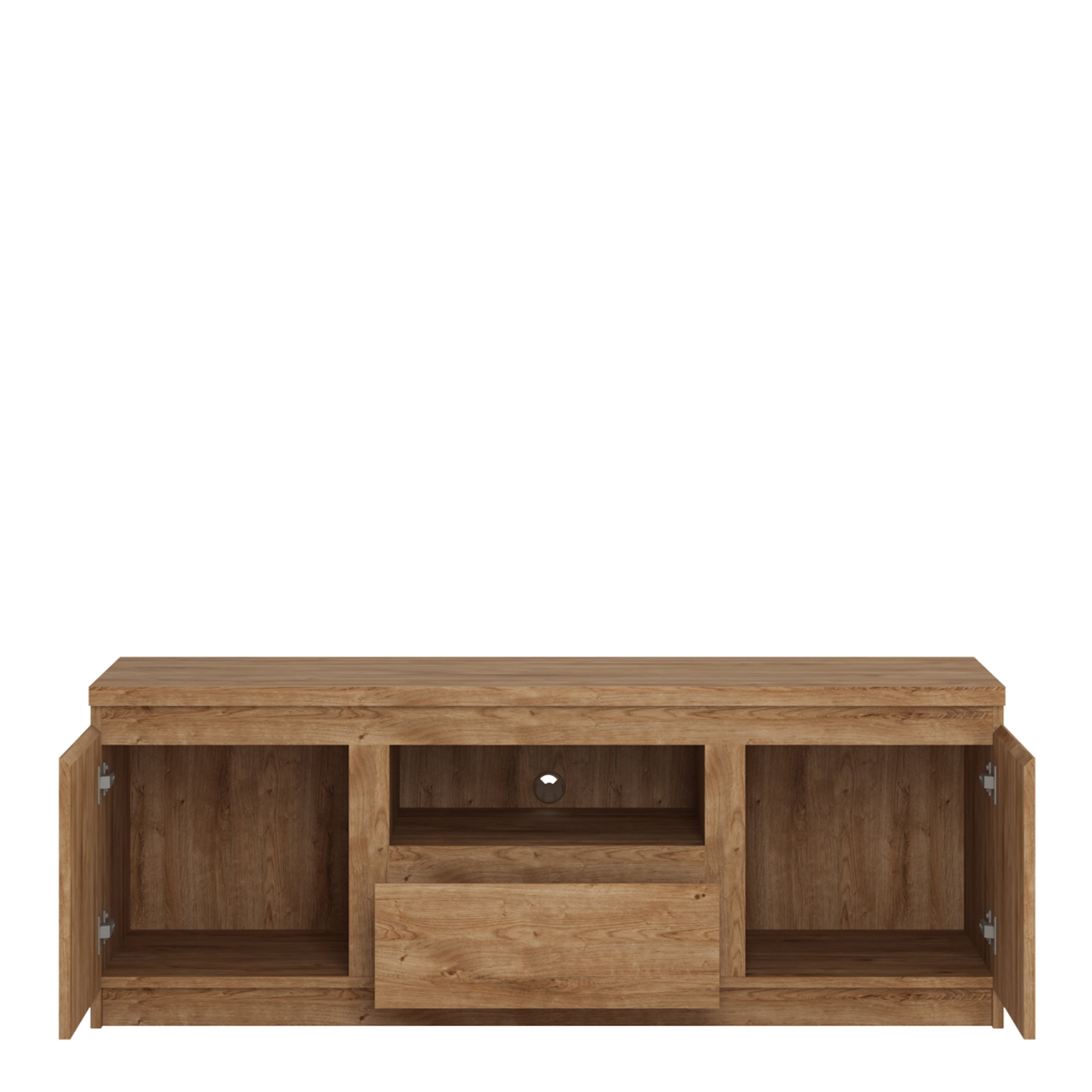 Fribo 2 Door 1 Drawer 136cm wide TV Cabinet in Oak – FTG, view 2