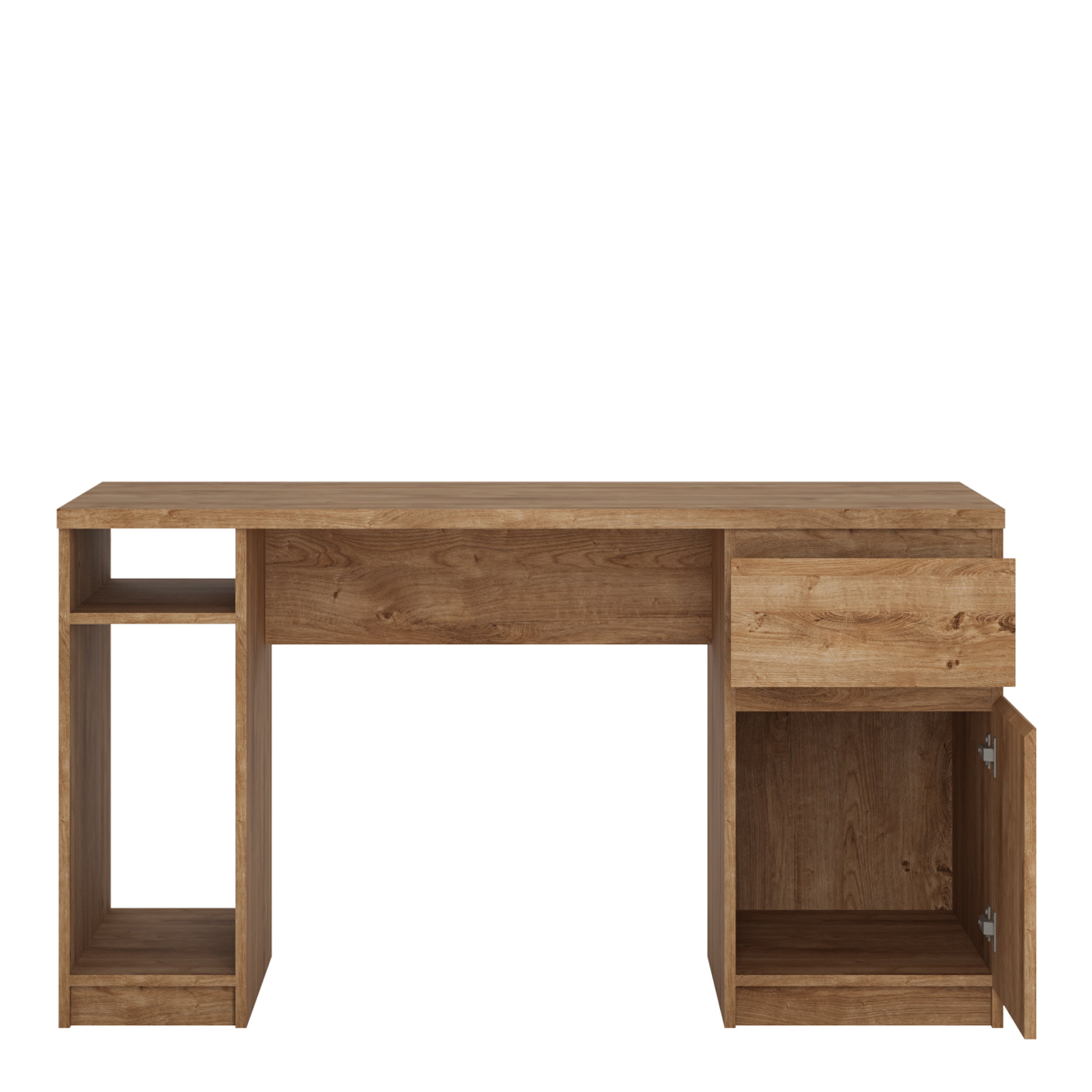 Fribo 1 Door 1 Drawer Twin Pedestal Desk in Oak – FTG, view 2