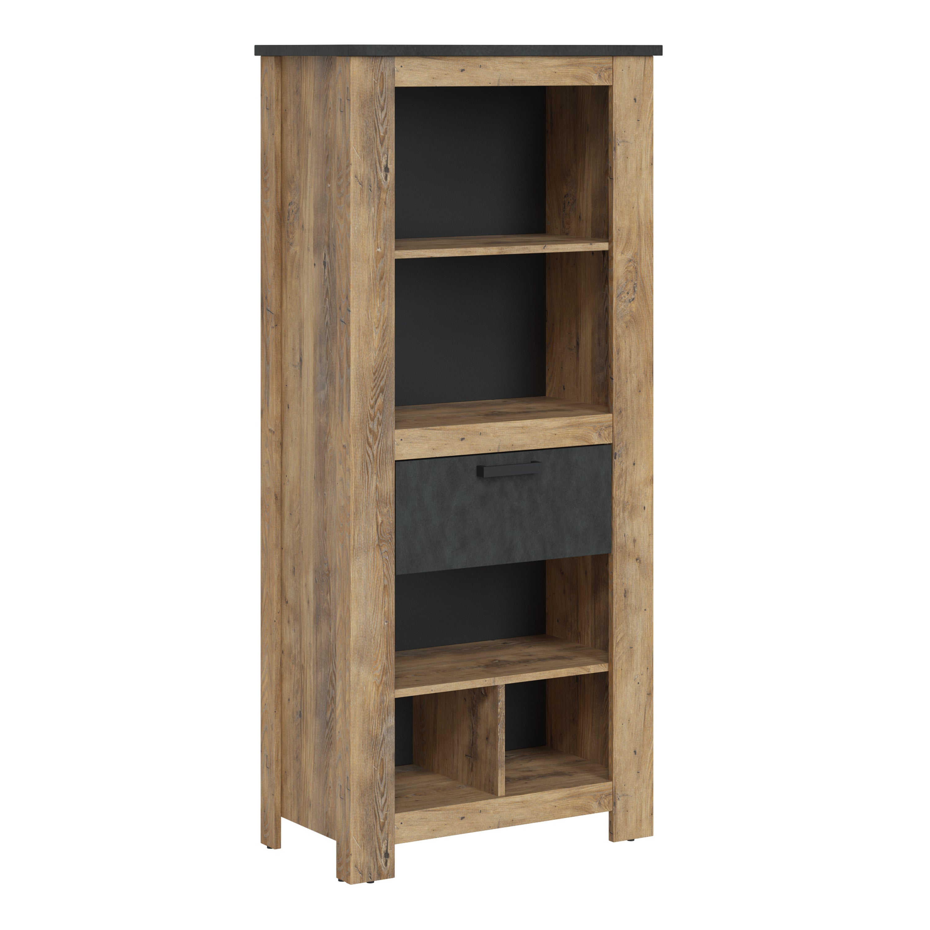 Rapallo 1 Drawer Bookcase in Chestnut and Matera Grey – FTG