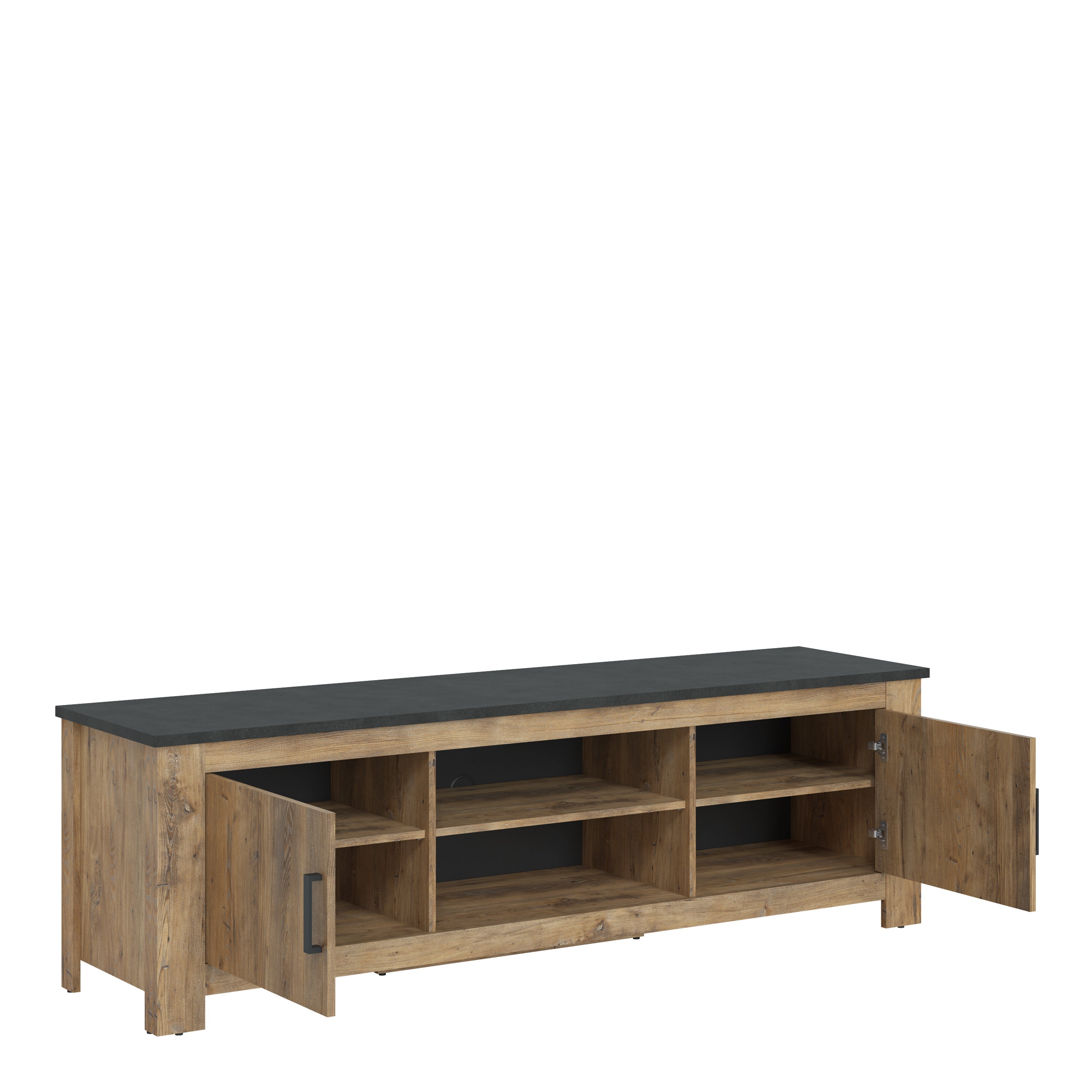 Rapallo 2 Door 189cm wide TV Cabinet in Chestnut and Matera Grey – FTG, view 3
