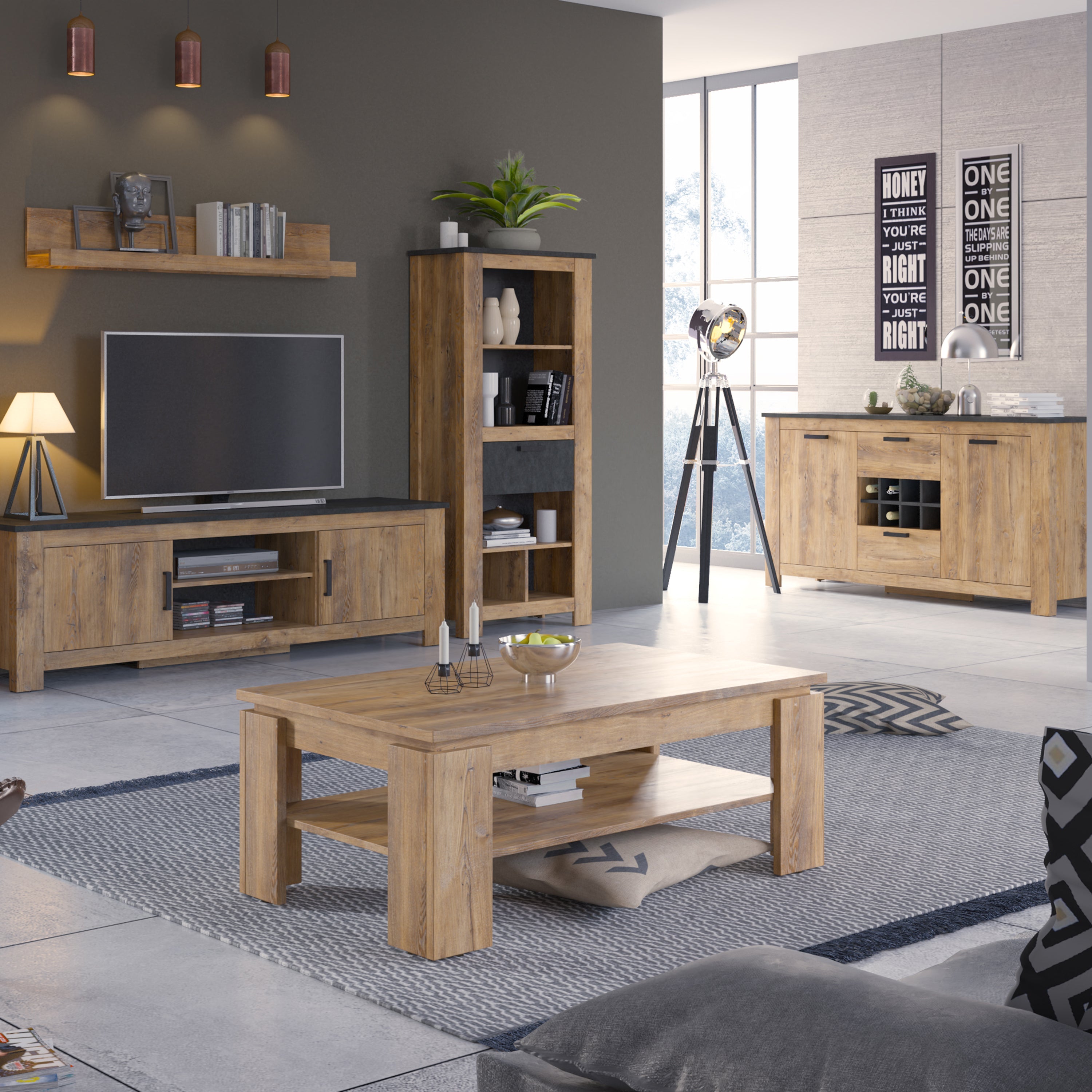 Rapallo Large Coffee Table in Chestnut and Matera Grey – FTG, view 5