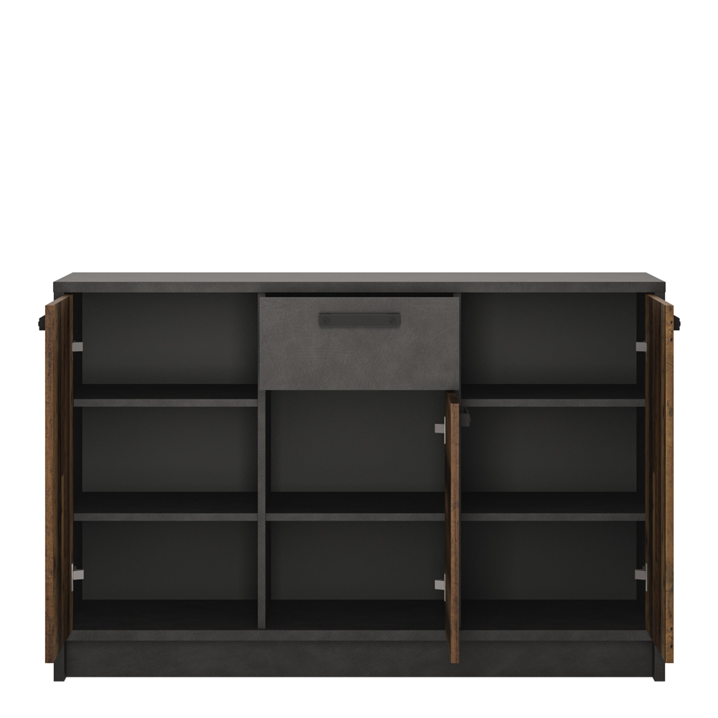 Brooklyn Cabinet with 3 Doors and 1 Drawer in Walnut and Dark Matera Grey – FTG, view 2
