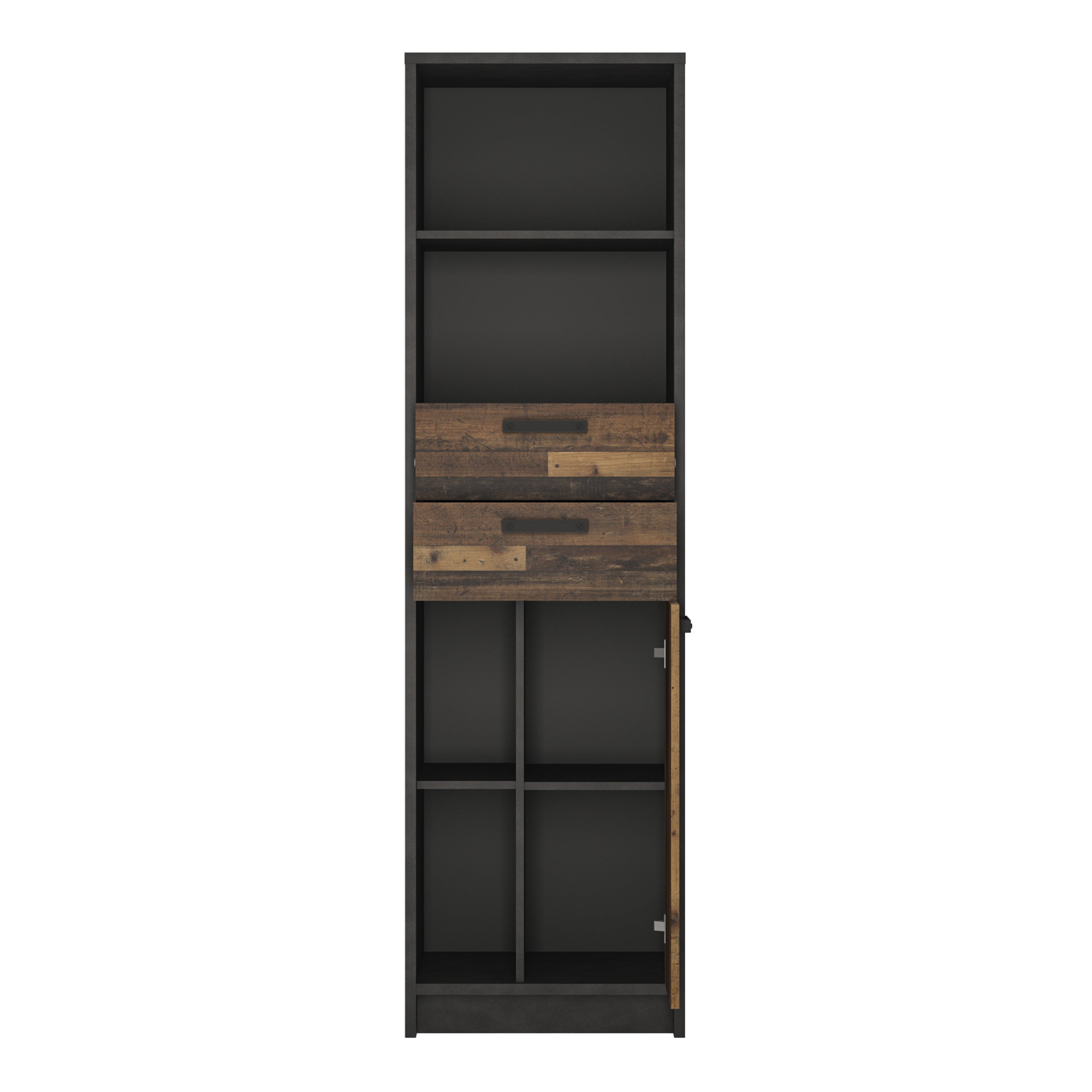 Brooklyn Bookcase in Walnut and Dark Matera Grey – FTG, view 2