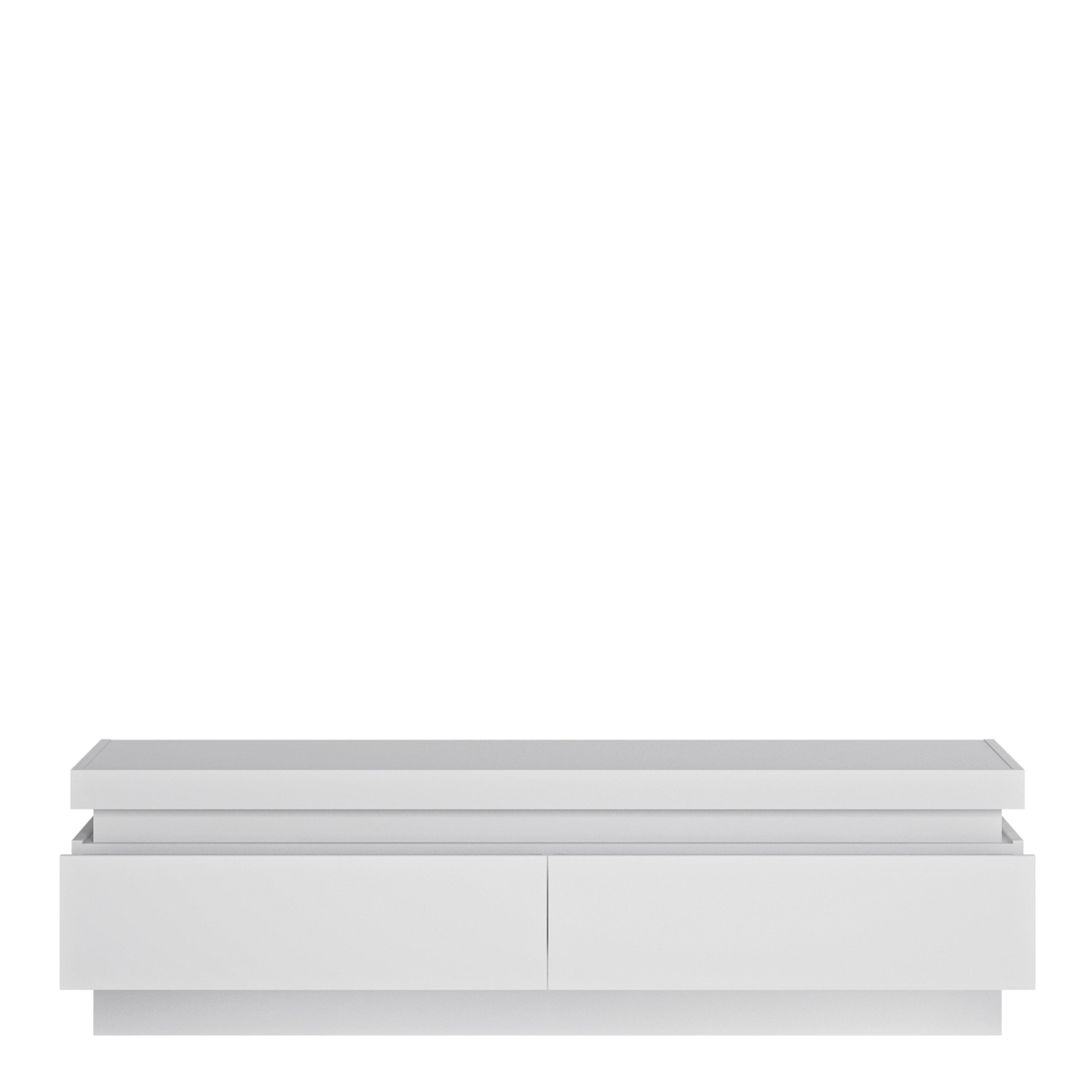 Lyon 2 Drawer TV Cabinet (including LED lighting) in White and High Gloss – FTG, view 2