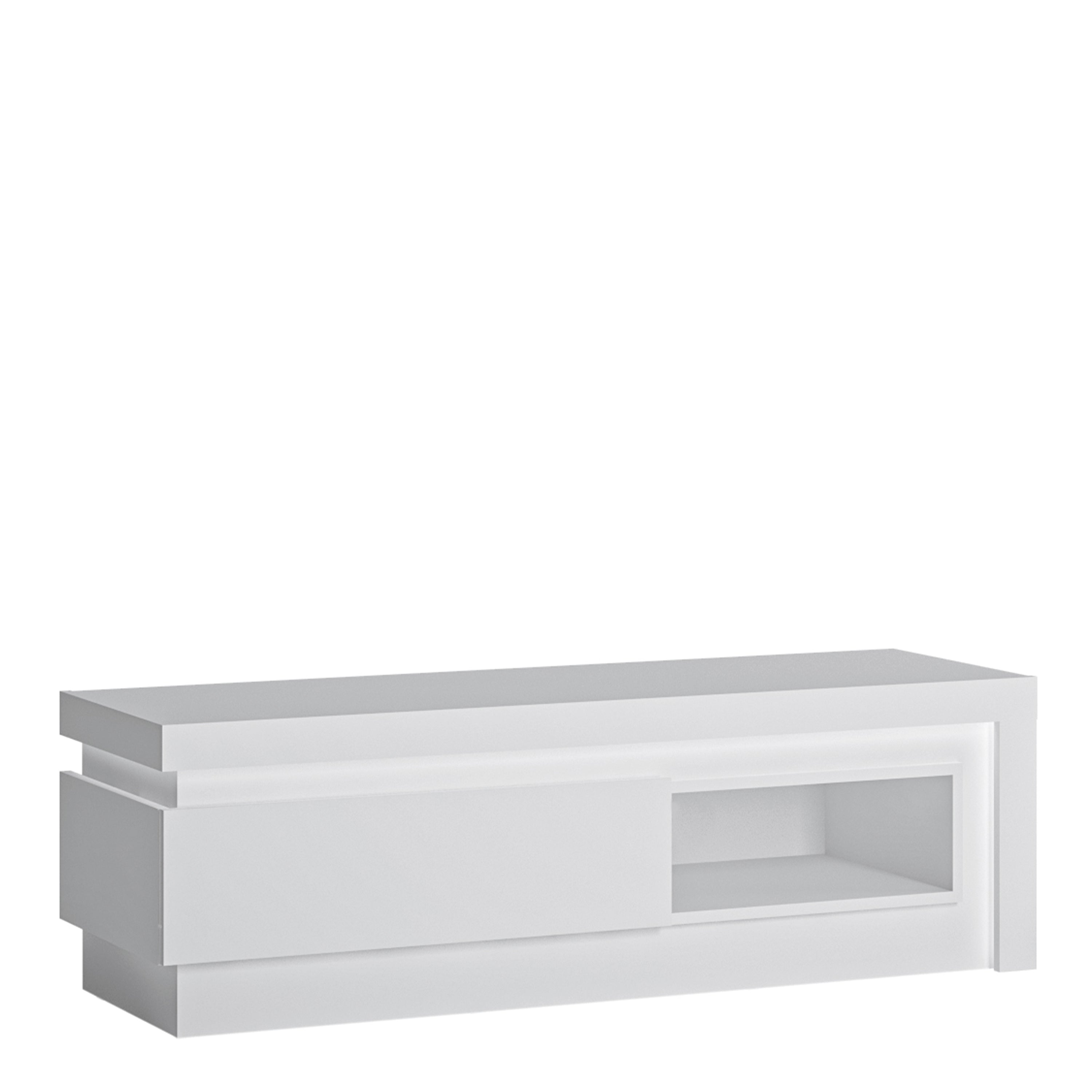 Lyon 1 Drawer TV Cabinet with Open Shelf in White and High Gloss – FTG