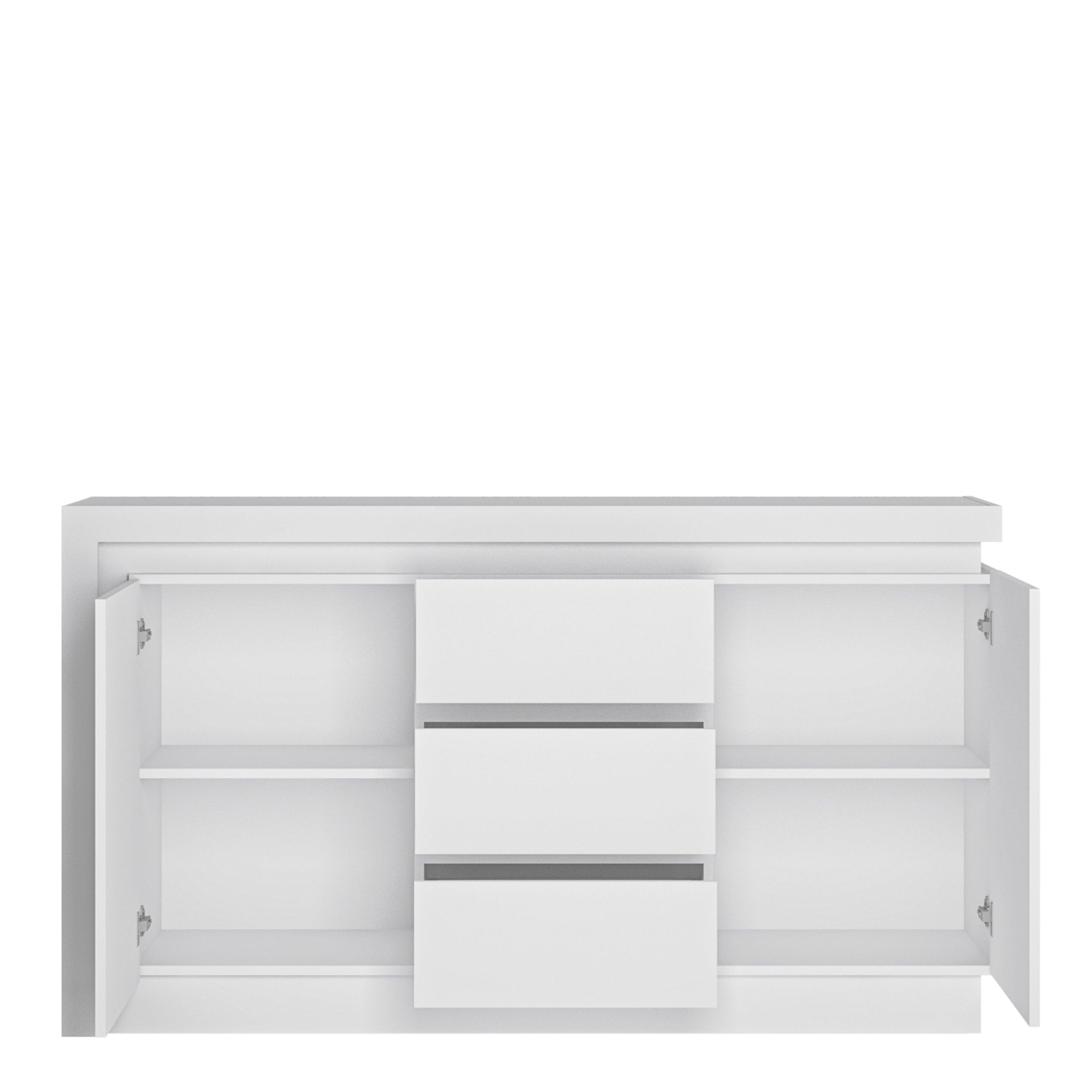 Lyon 2 Door 3 Drawer Sideboard (including LED lighting) in White and High Gloss – FTG, view 2