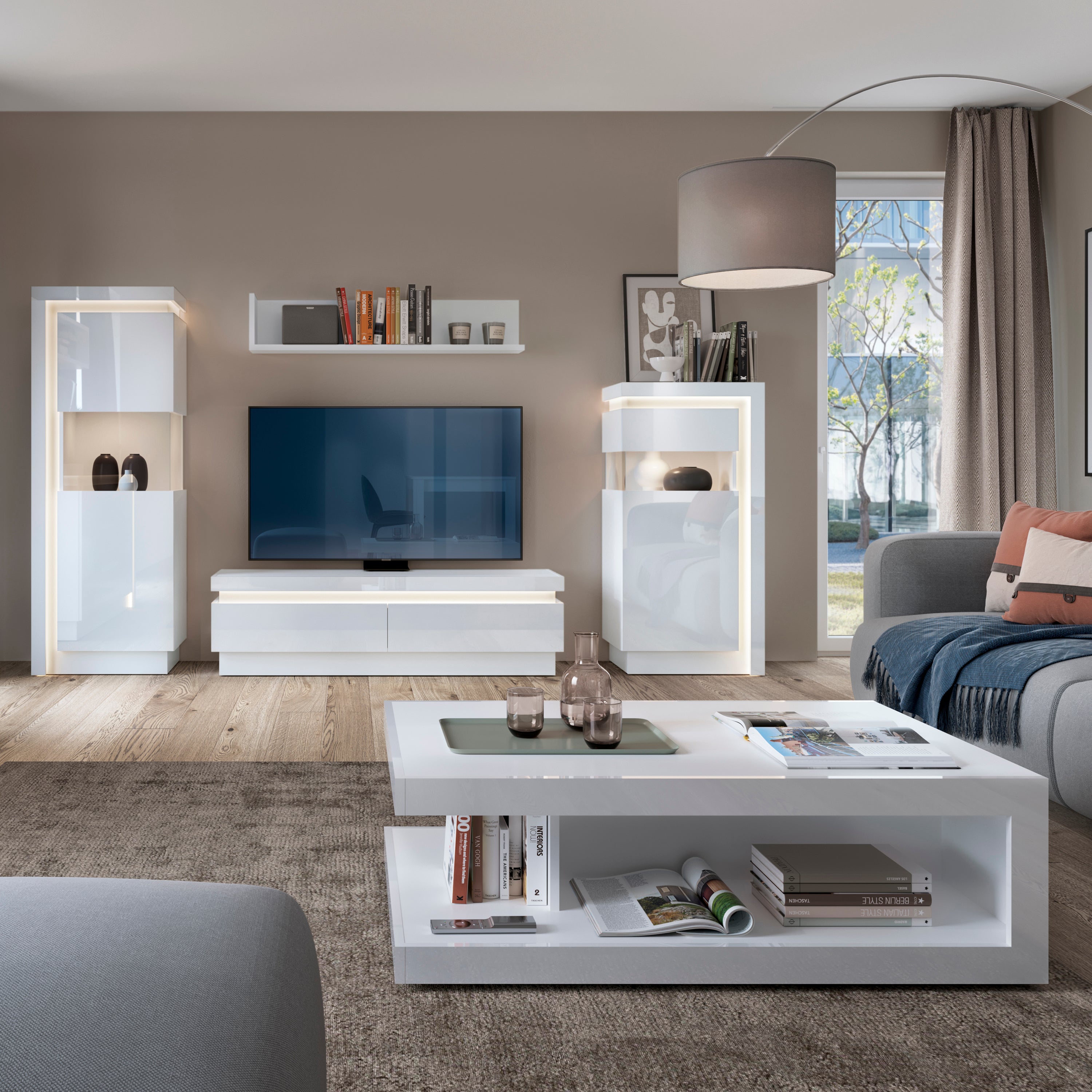 Lyon Designer Coffee Table in White and High Gloss – FTG, view 4