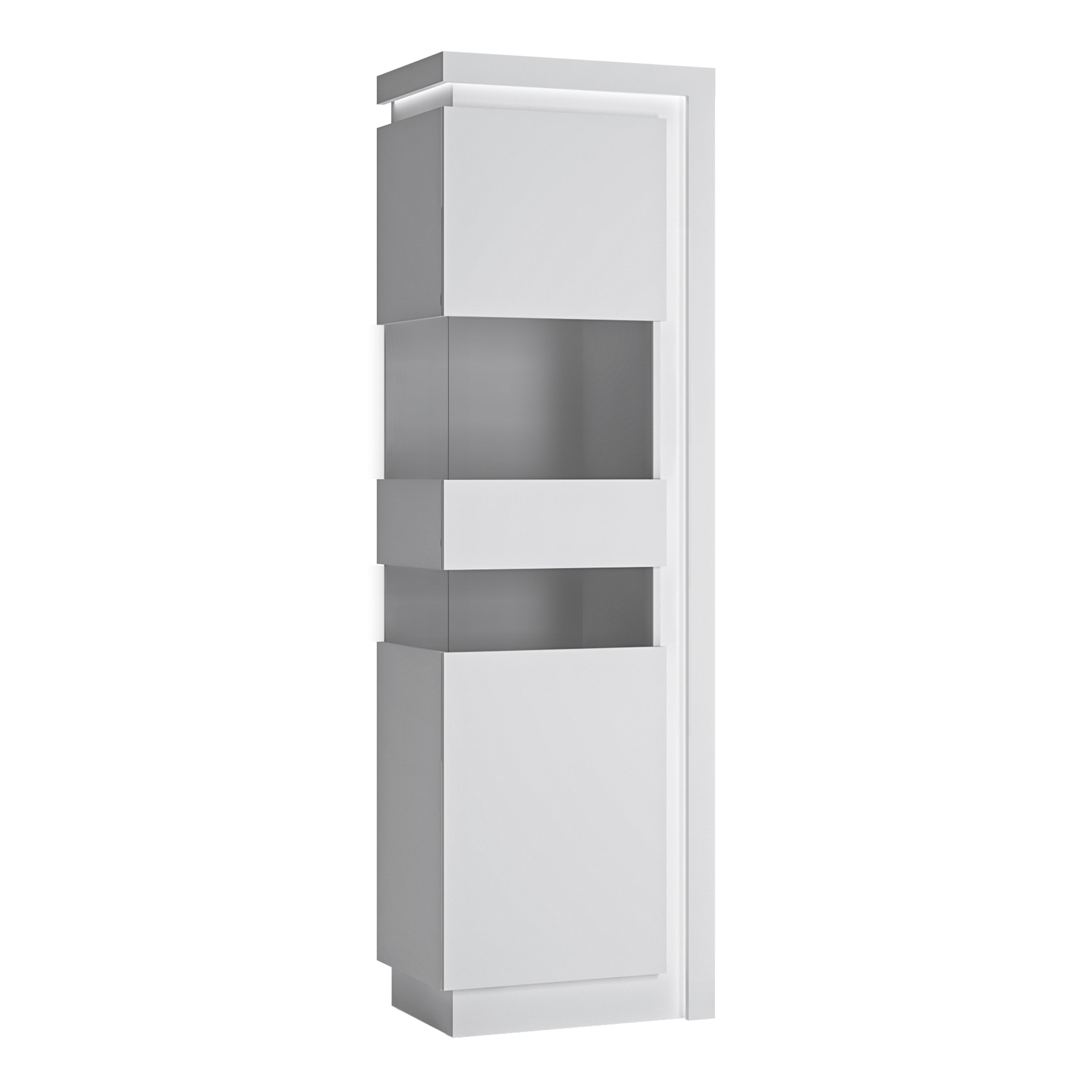 Lyon Tall Narrow Display Cabinet (LHD) (including LED lighting) in White and High Gloss – FTG