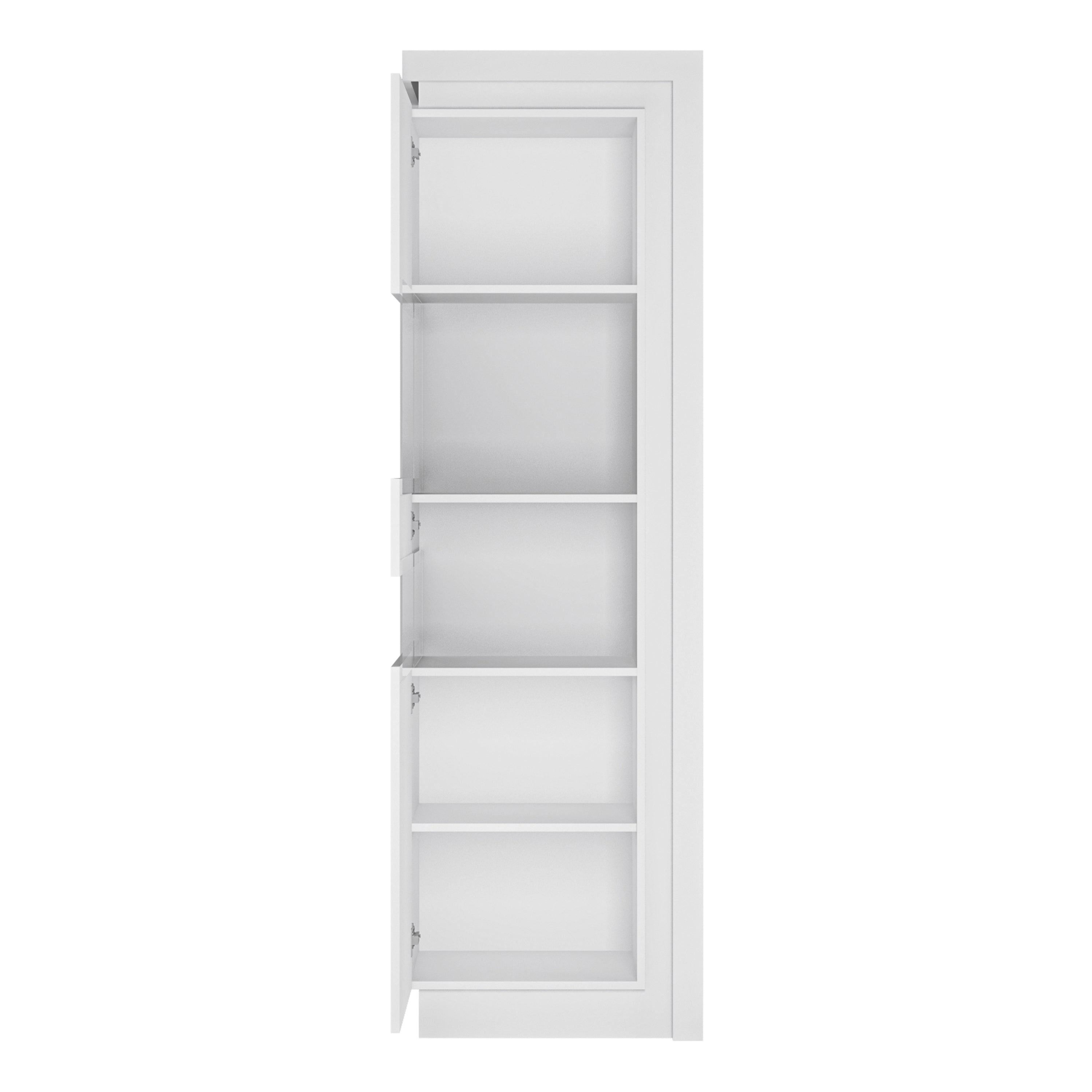 Lyon Tall Narrow Display Cabinet (LHD) (including LED lighting) in White and High Gloss – FTG, view 2