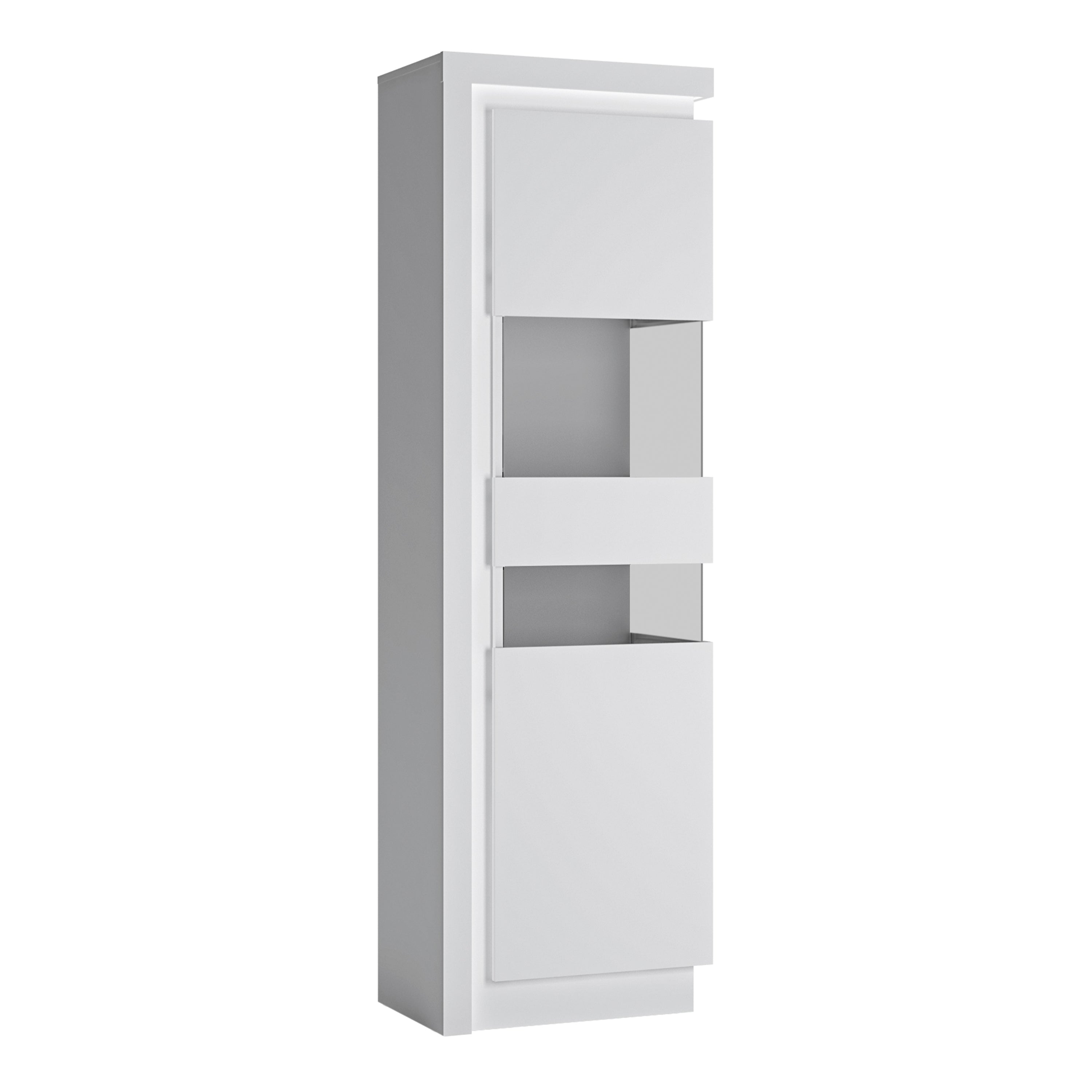 Lyon Tall Narrow Display Cabinet (RHD) (including LED lighting) in White and High Gloss – FTG