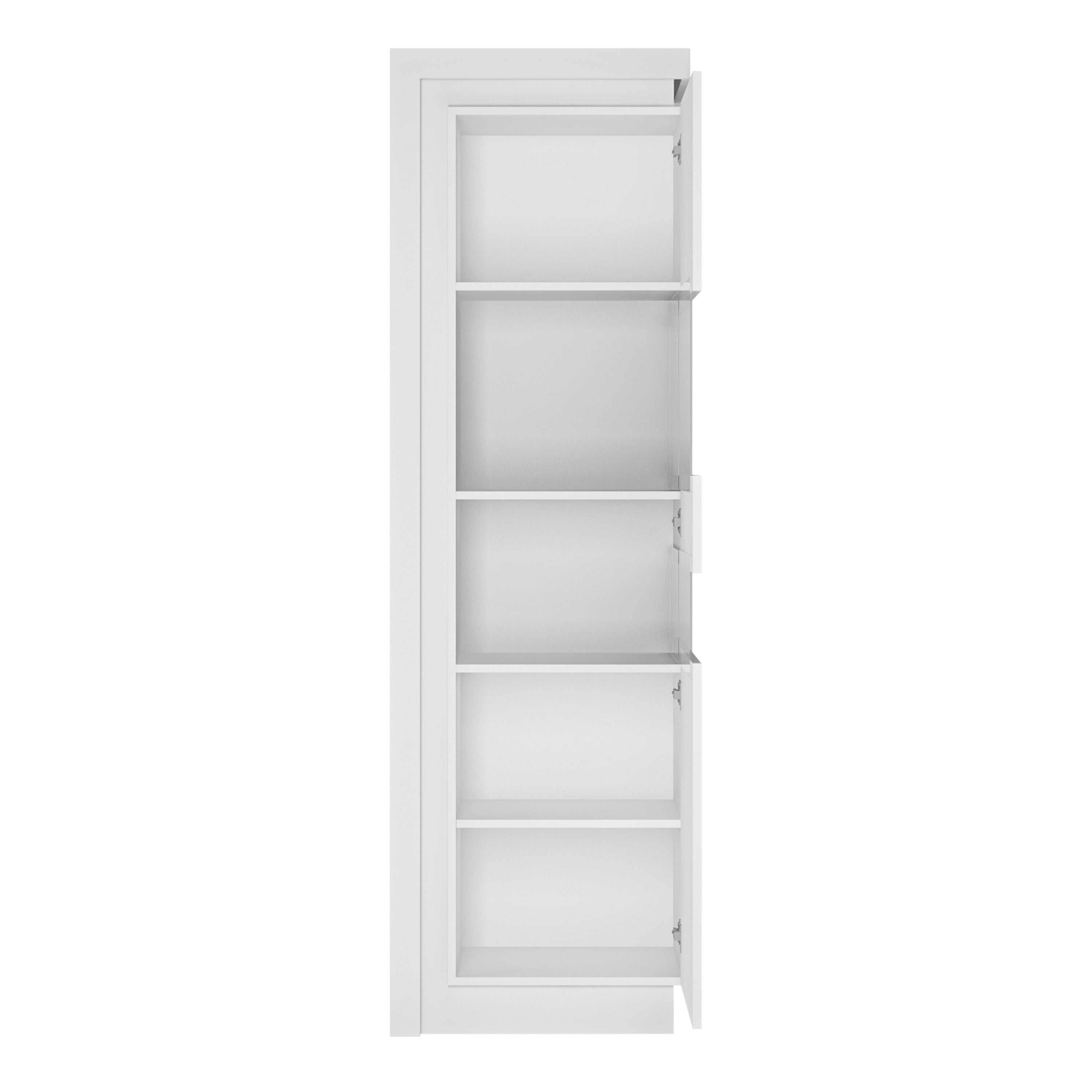 Lyon Tall Narrow Display Cabinet (RHD) (including LED lighting) in White and High Gloss – FTG, view 2