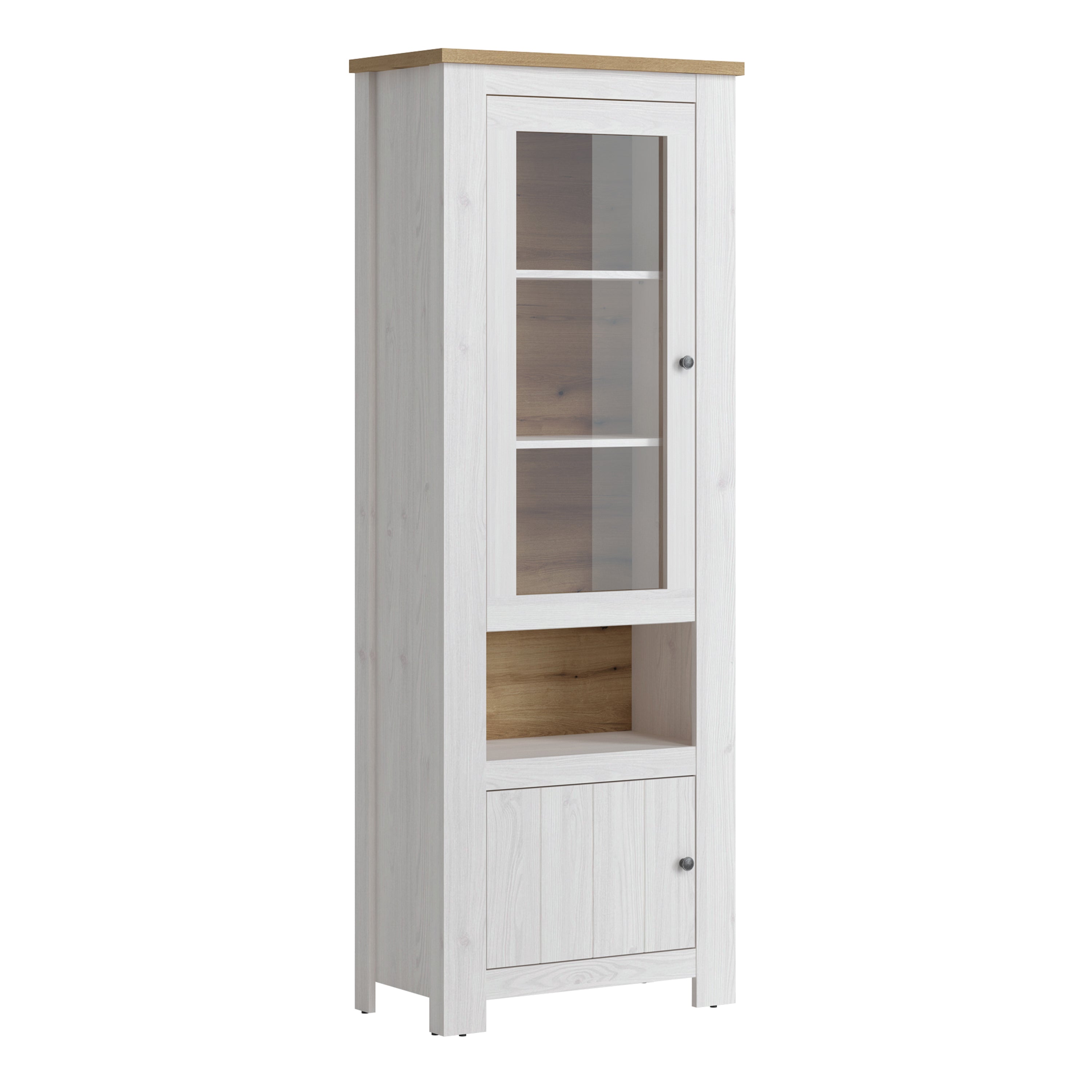 Celesto 2 Door Display Cabinet in White and Oak – FTG