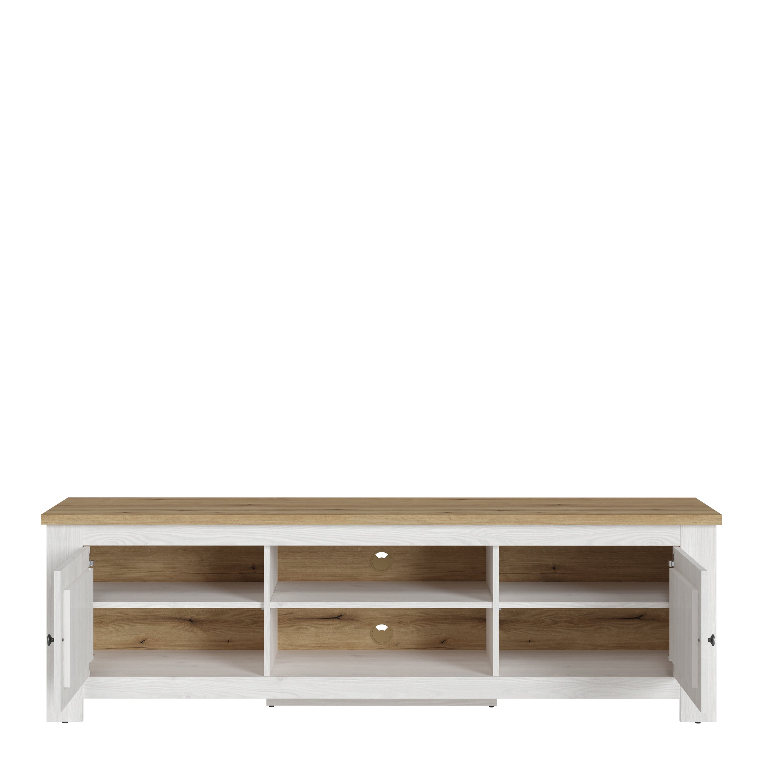 Celesto 2 Door Wide TV Unit in White and Oak (189cm) – FTG, view 2