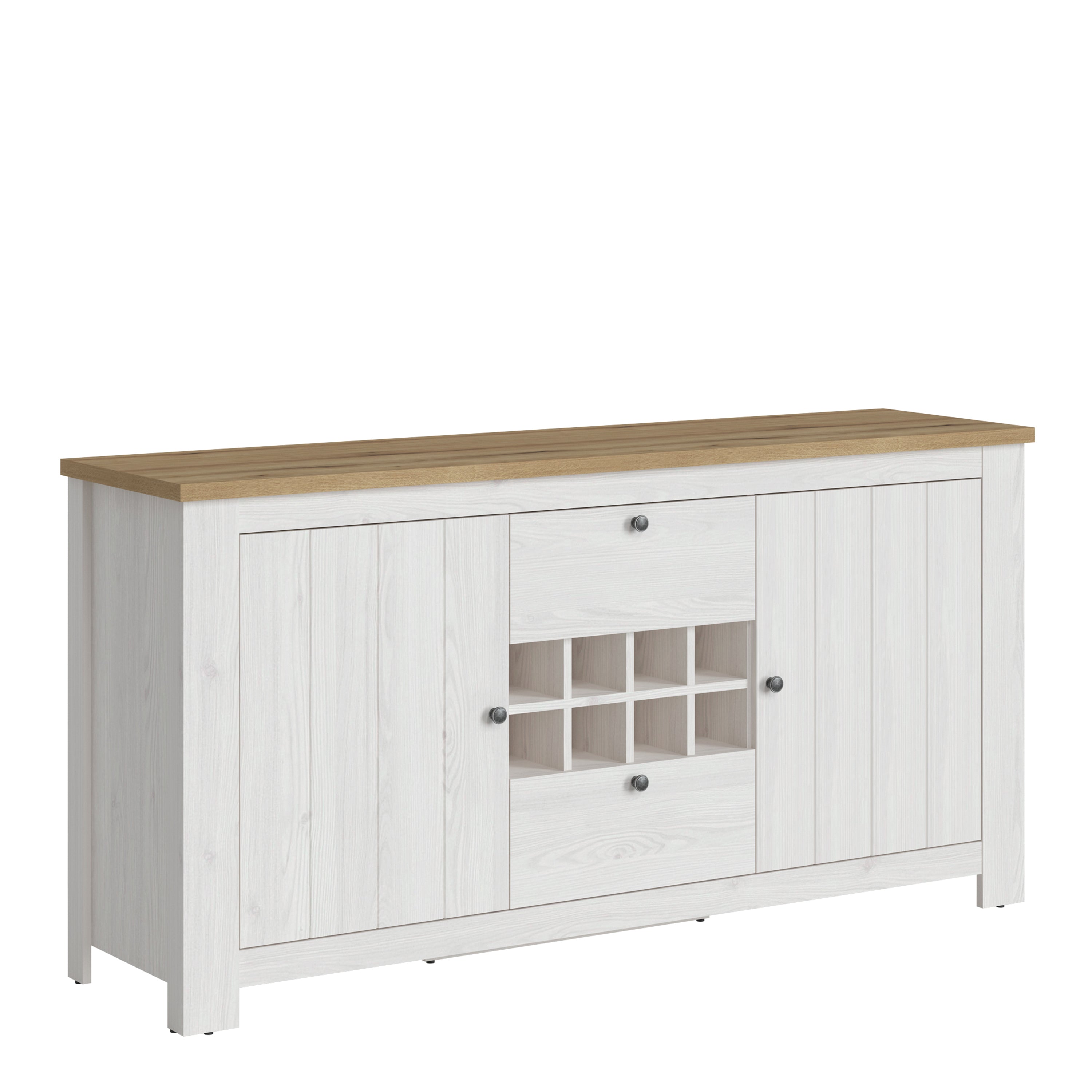 Celesto 2 Door 2 Drawer Sideboard with Wine Rack in White and Oak – FTG