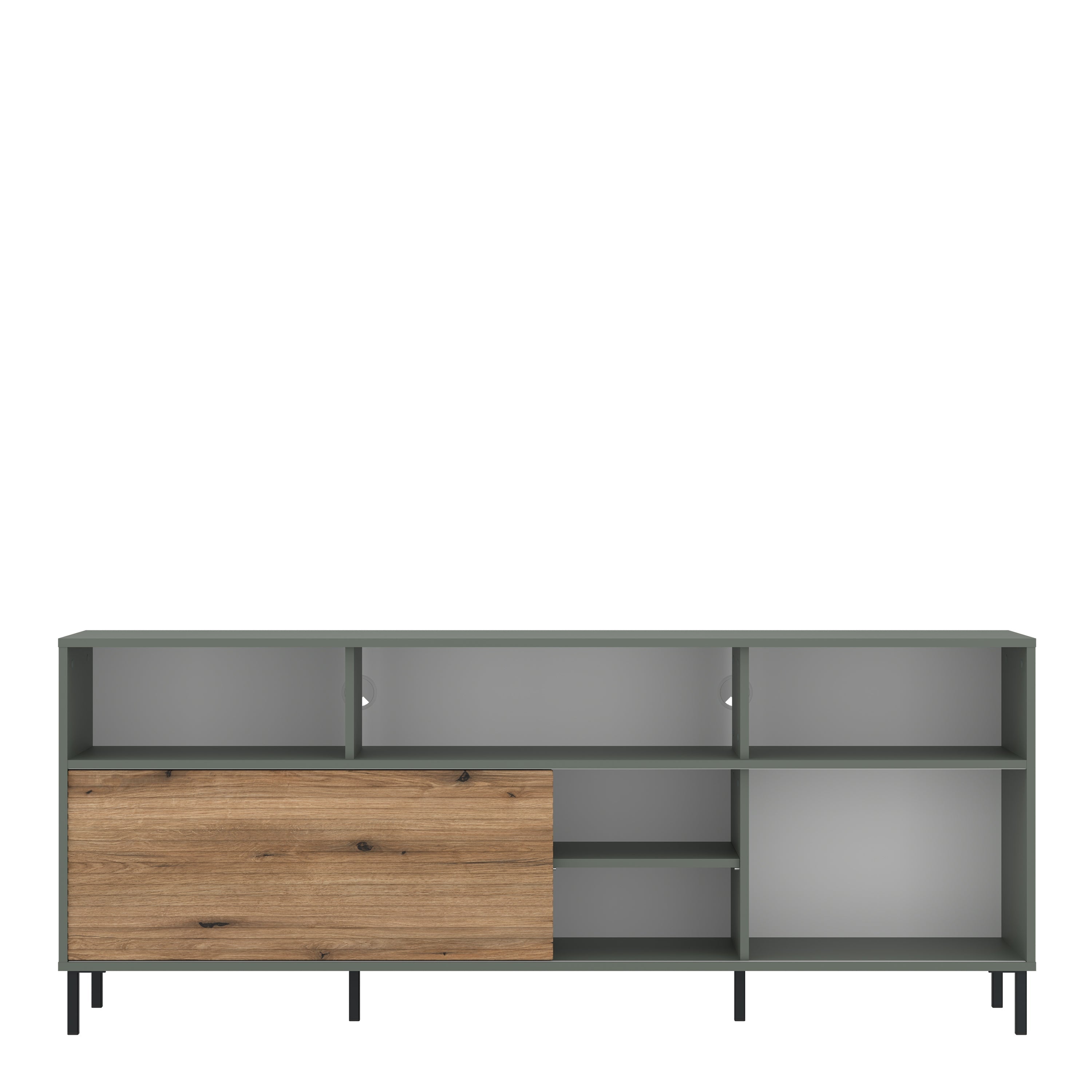 Darwin TV Cabinet 1 Door 73cm High in Green/Oak – FTG, view 2