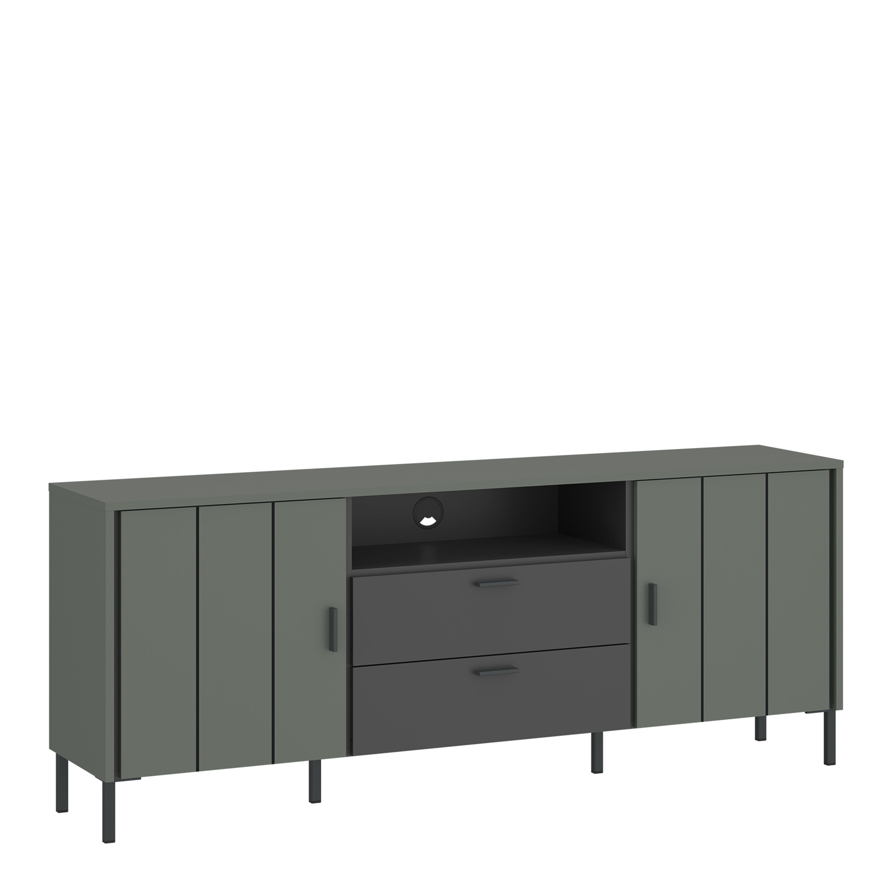 Arundel TV Cabinet 2 Door 2 Drawer 158cm Wide in Green/Grey – FTG