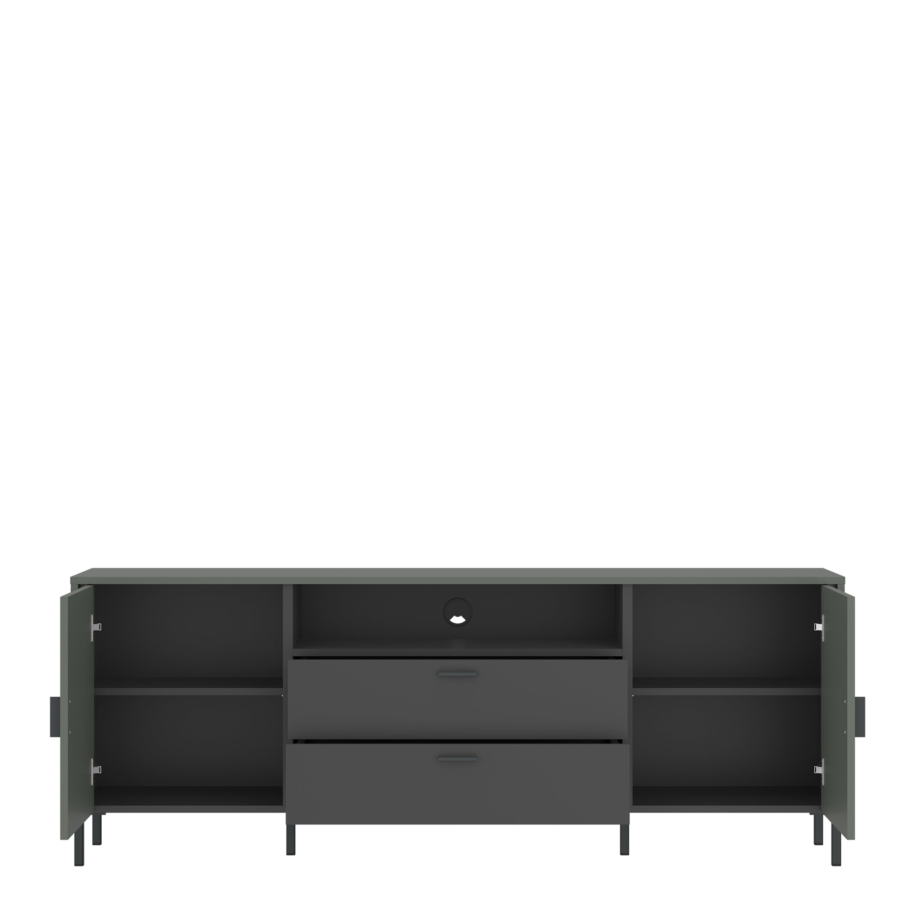 Arundel TV Cabinet 2 Door 2 Drawer 173cm wide 65cm High in Green/Grey – FTG, view 2