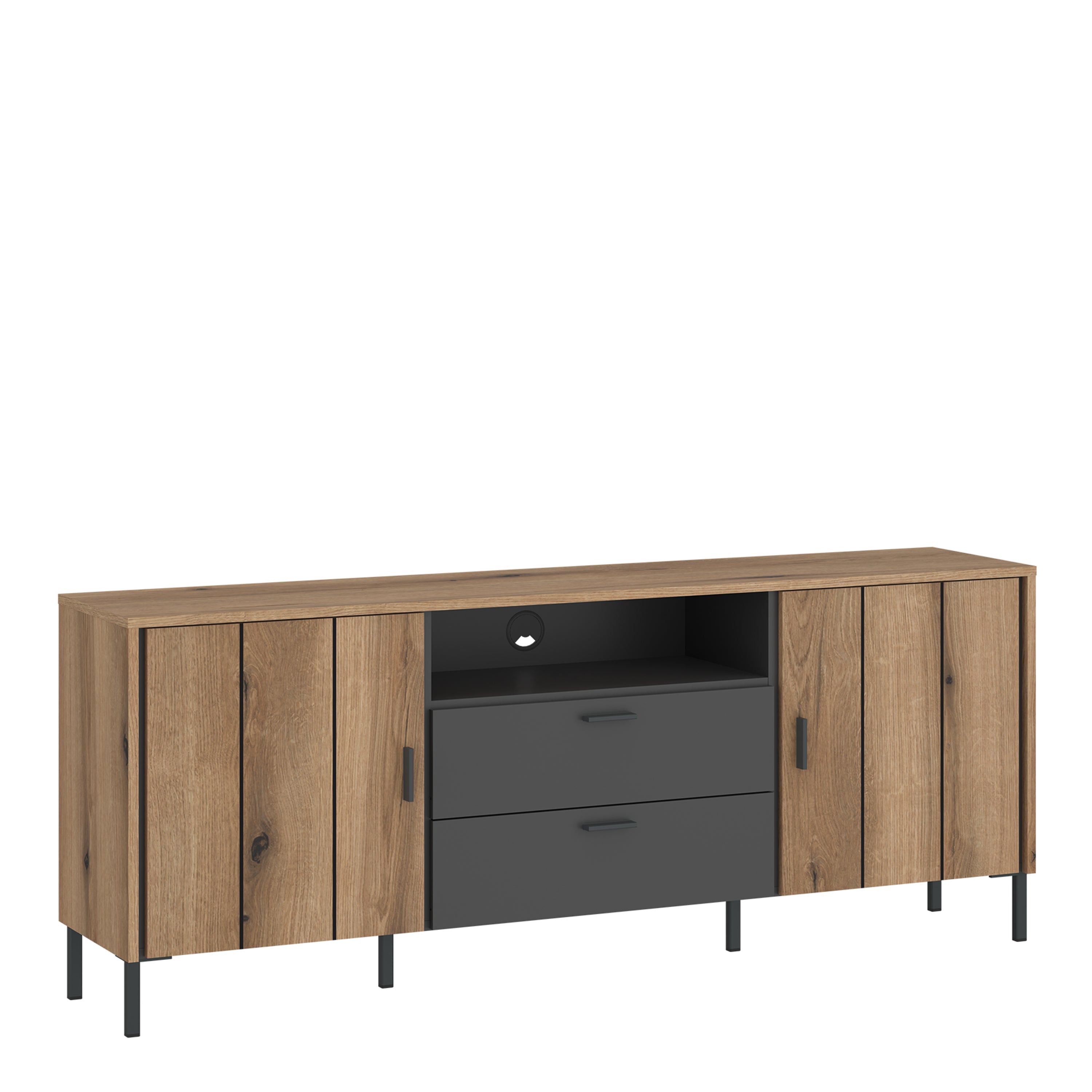 Arundel TV Cabinet 2 Door 2 Drawer 158cm Wide in Oak/Grey – FTG