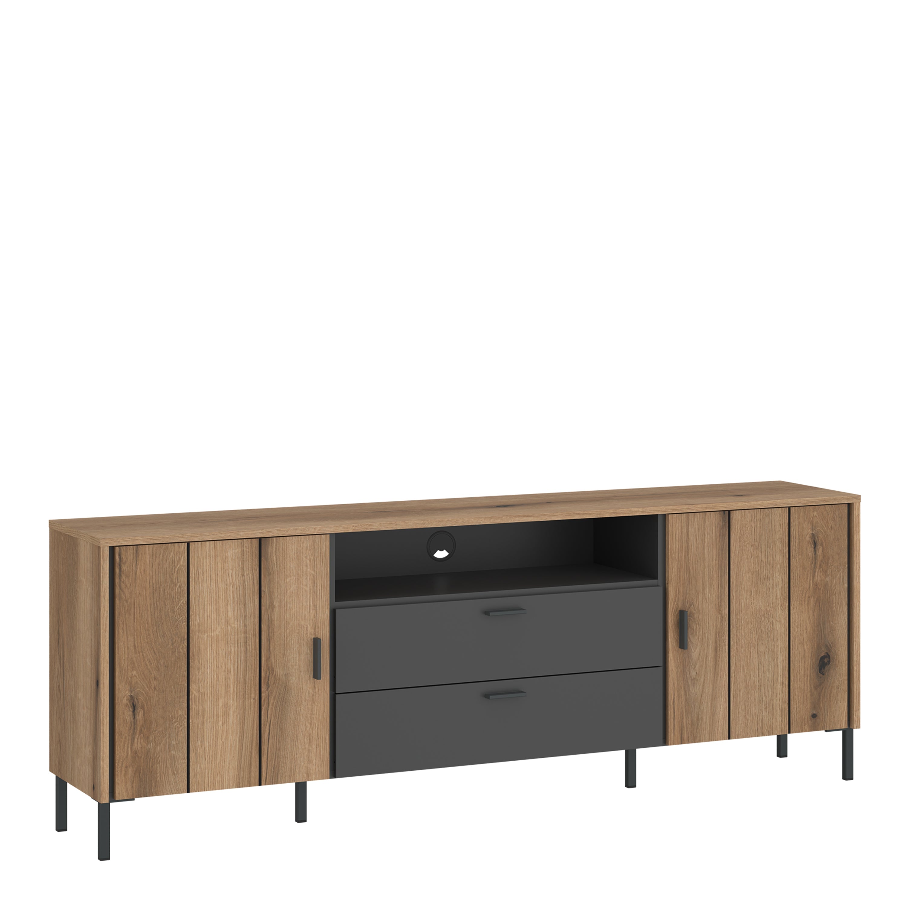 Arundel TV Cabinet 2 Door 2 Drawer 173cm Wide in Oak/Grey – FTG